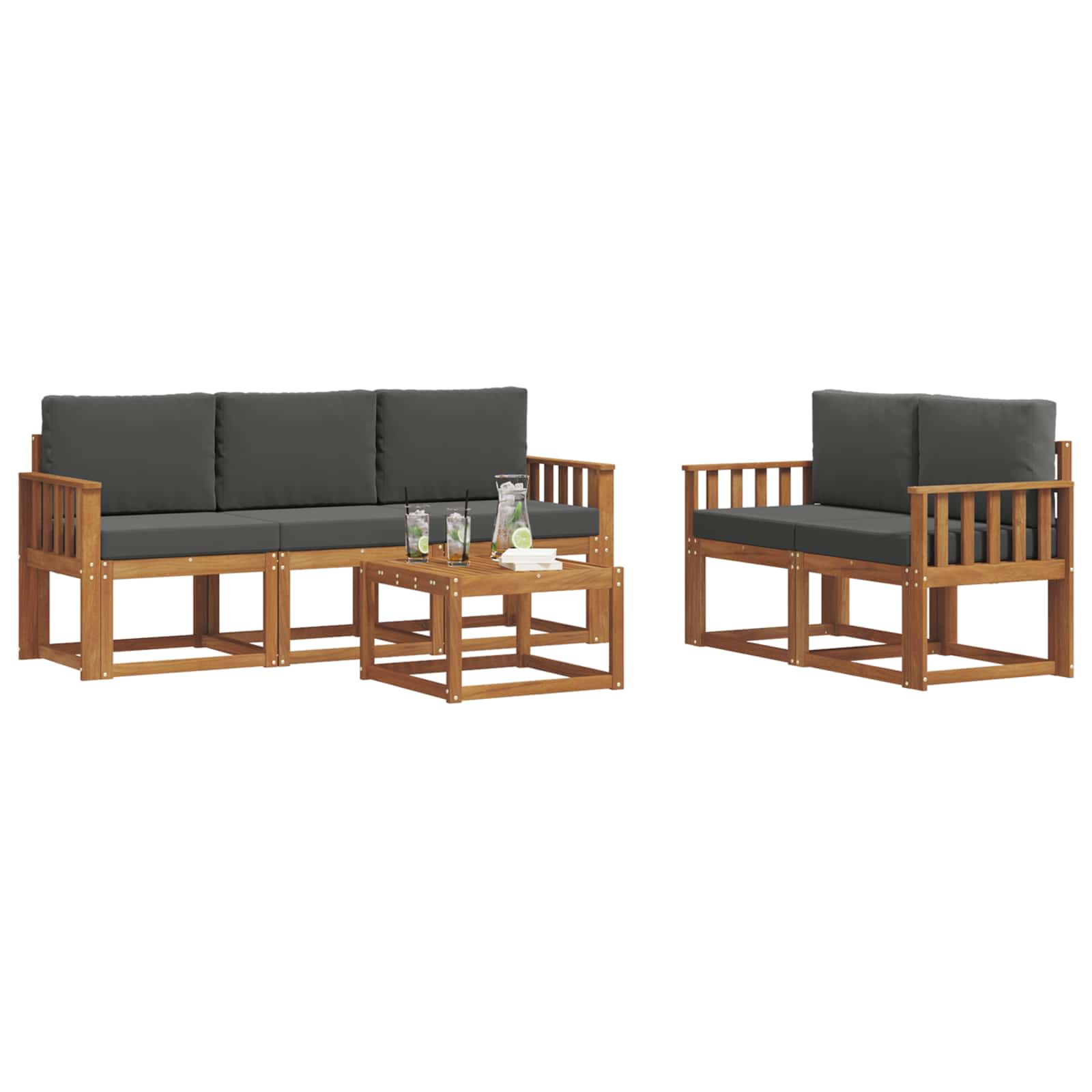 Set vanjskih sofa s jastukom 6 pcs Prirodna i antracit