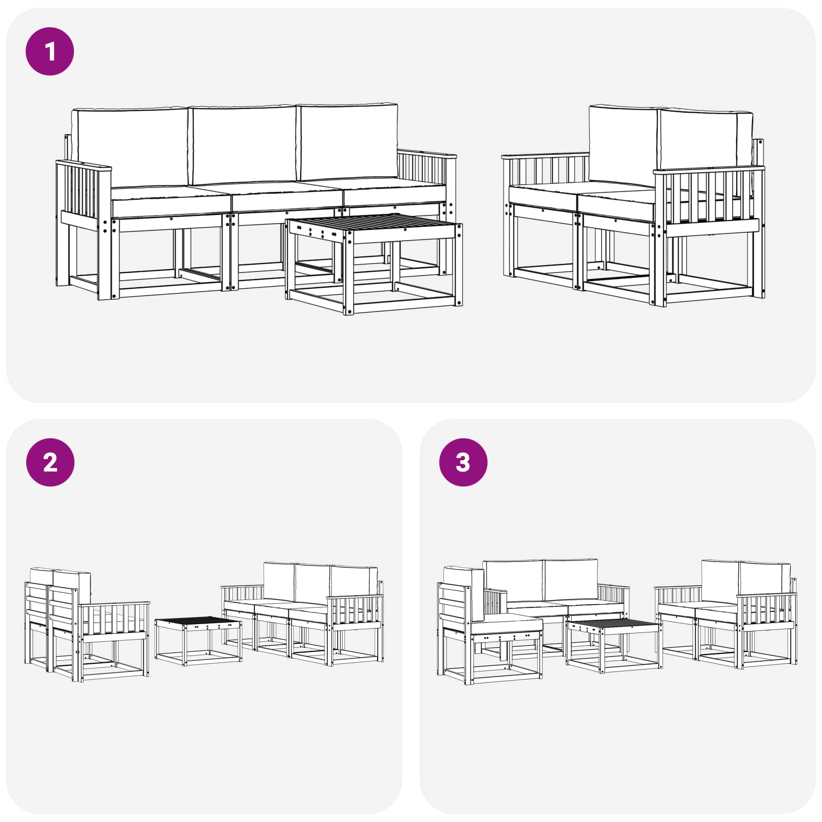 Set vanjskih sofa s jastukom 6 pcs Prirodna i antracit