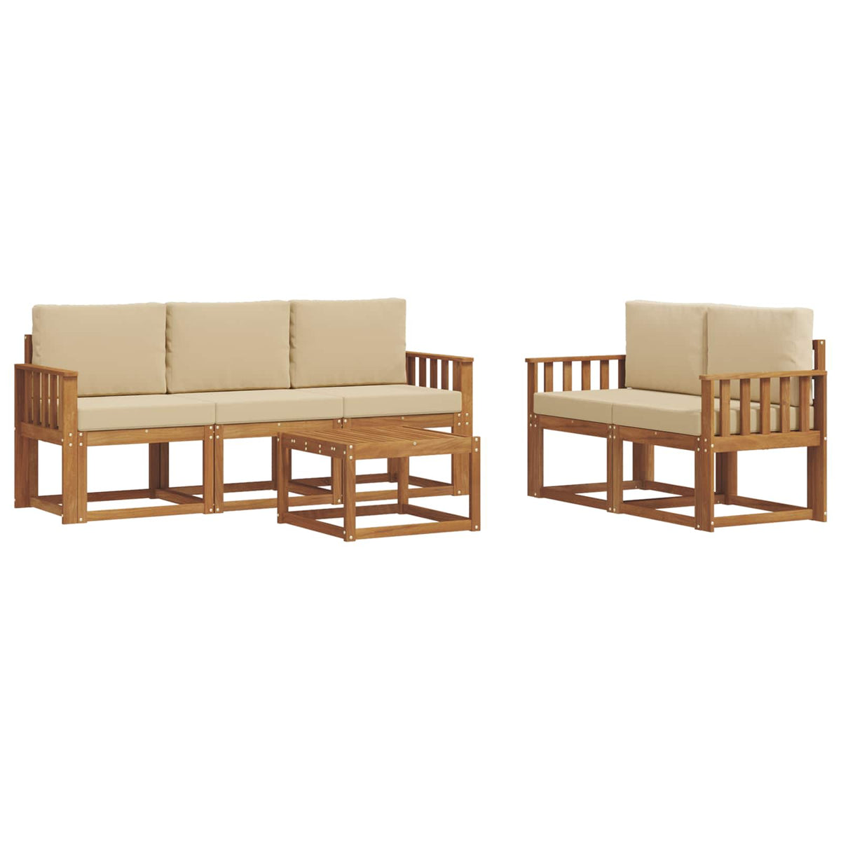 Set vanjskih sofa 6 kom. Prirodna i bež
