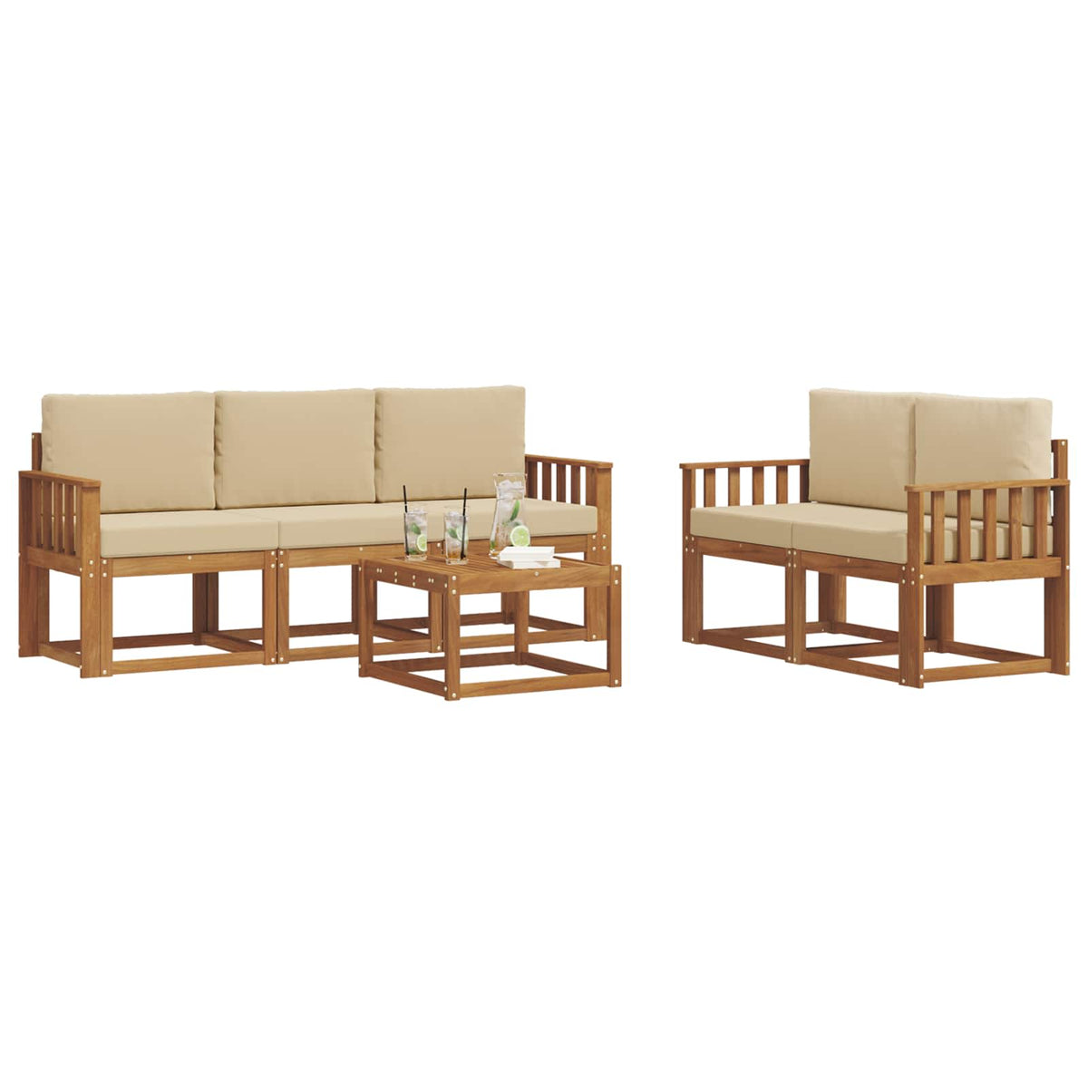 Set vanjskih sofa s jastukom 6 pcs Prirodna i bež
