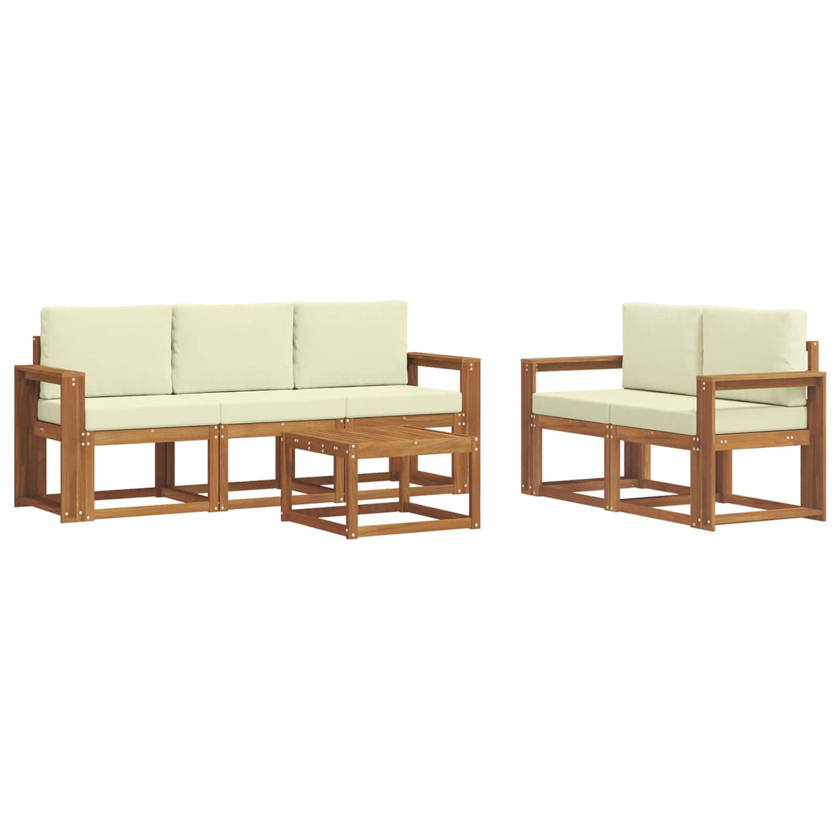 Set vanjskih sofa 6 kom. Prirodna i krem