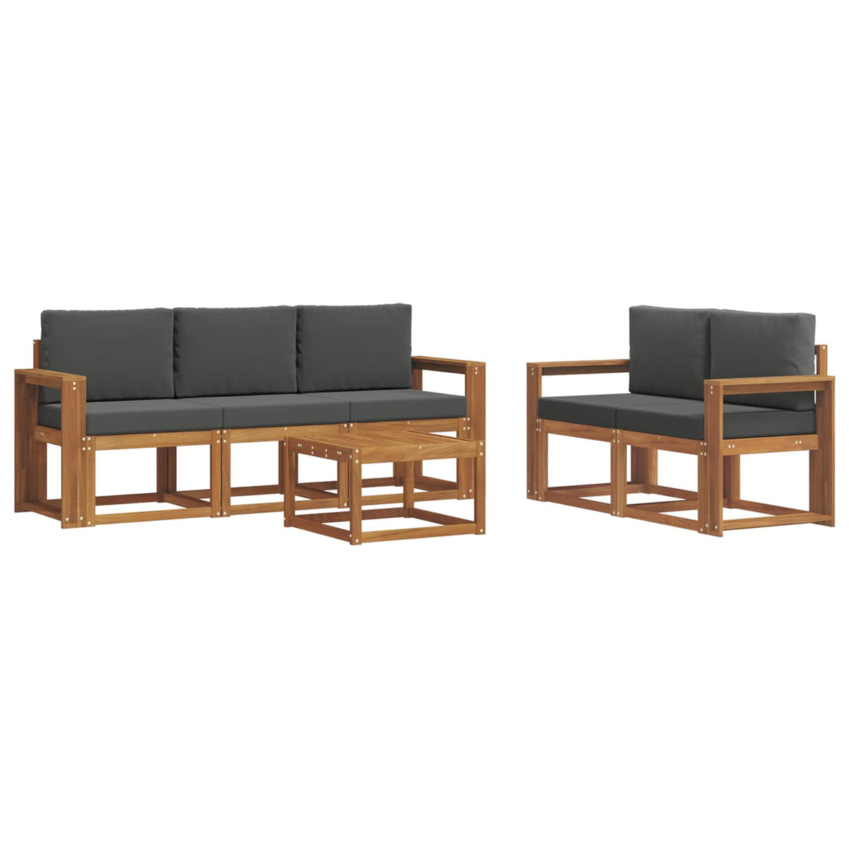 Set vanjskih sofa 6 kom. Prirodna i antracit
