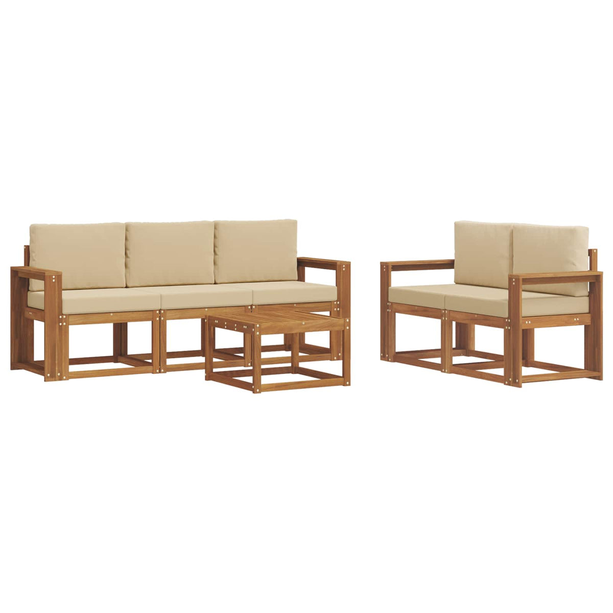 Set vanjskih sofa 6 kom. Prirodna i bež