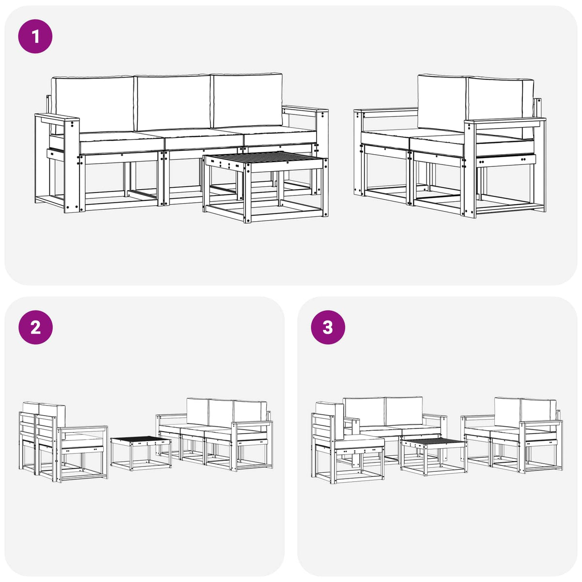 Set vanjskih sofa 6 kom. Prirodna i bež