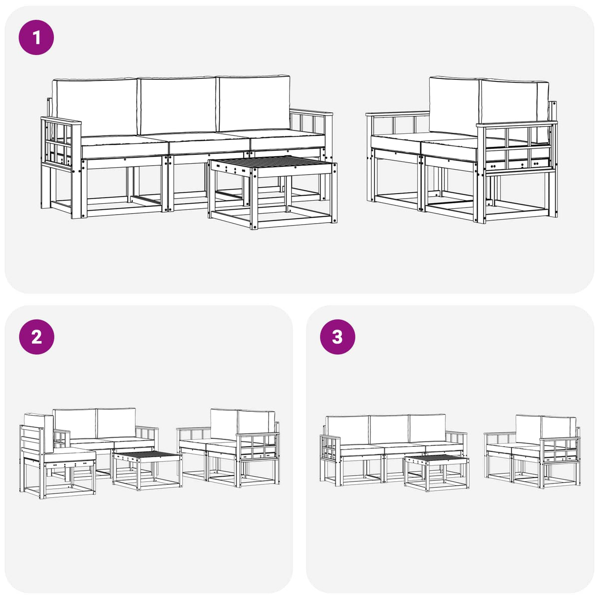 Set vanjskih sofa 6 kom. Prirodna i antracit