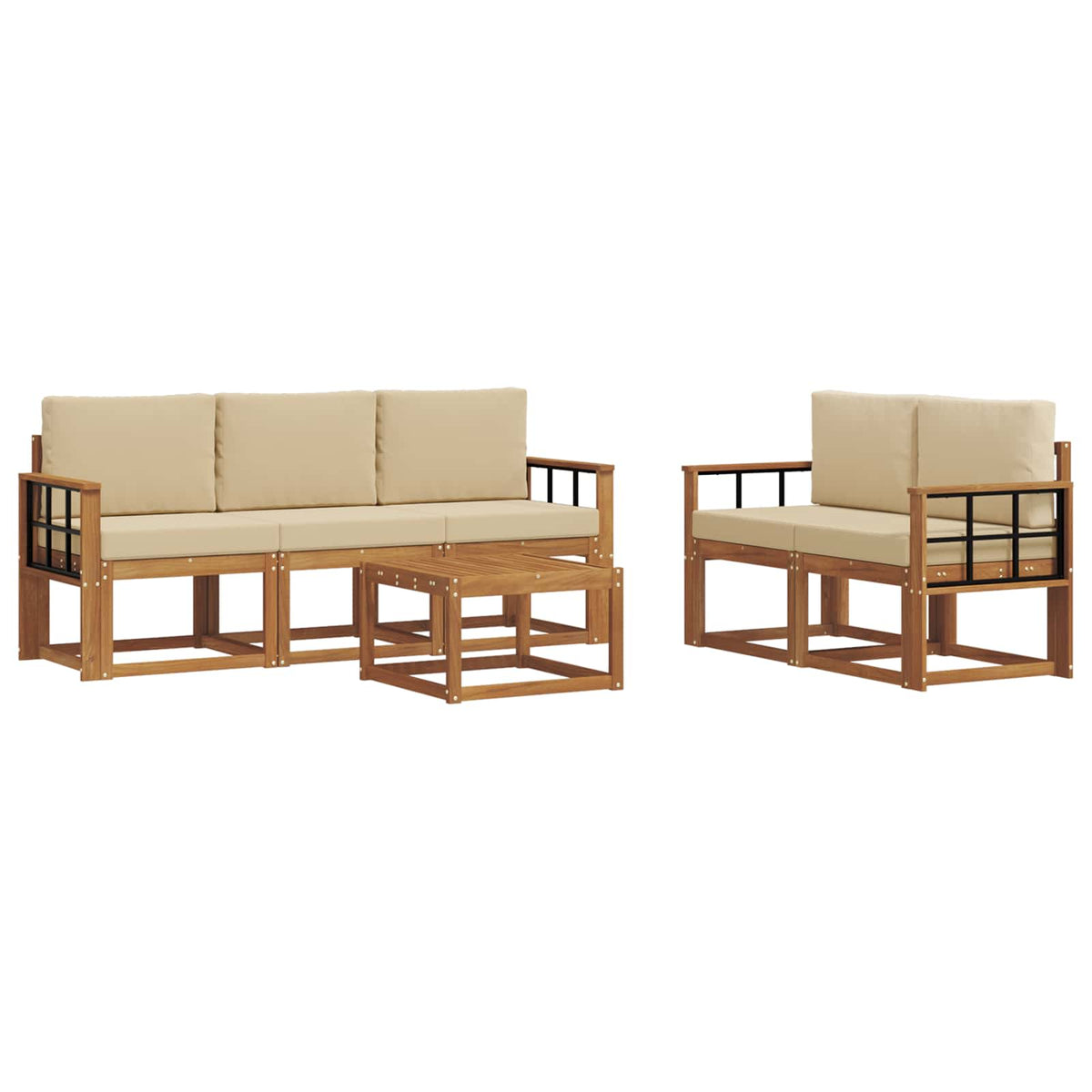 Set vanjskih sofa 6 kom. Prirodna i bež