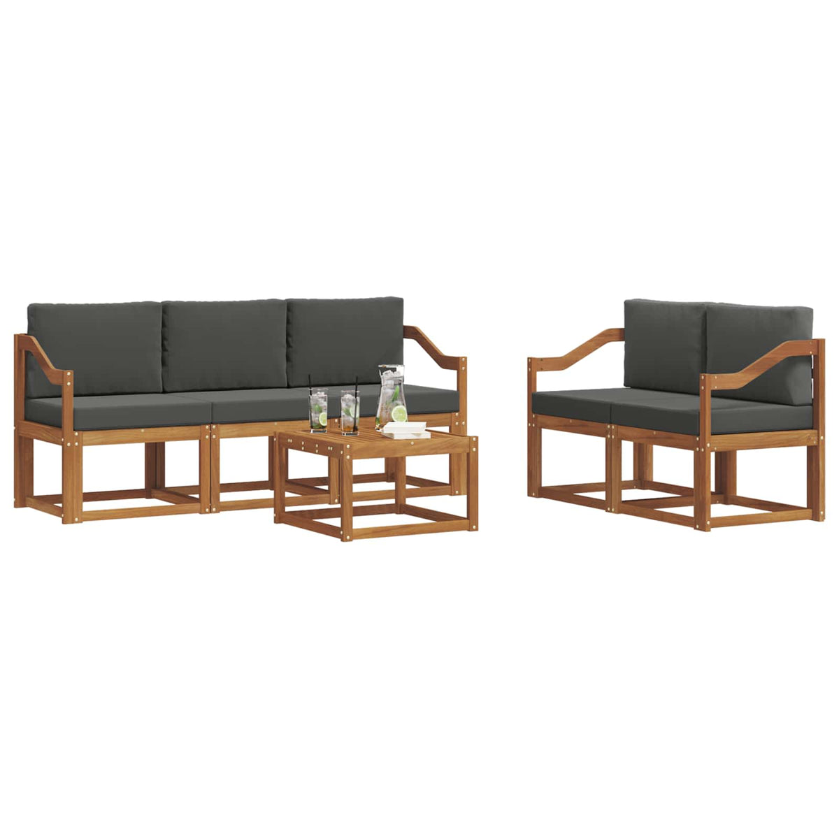 Set vanjskih sofa 6 kom. Prirodna i antracit