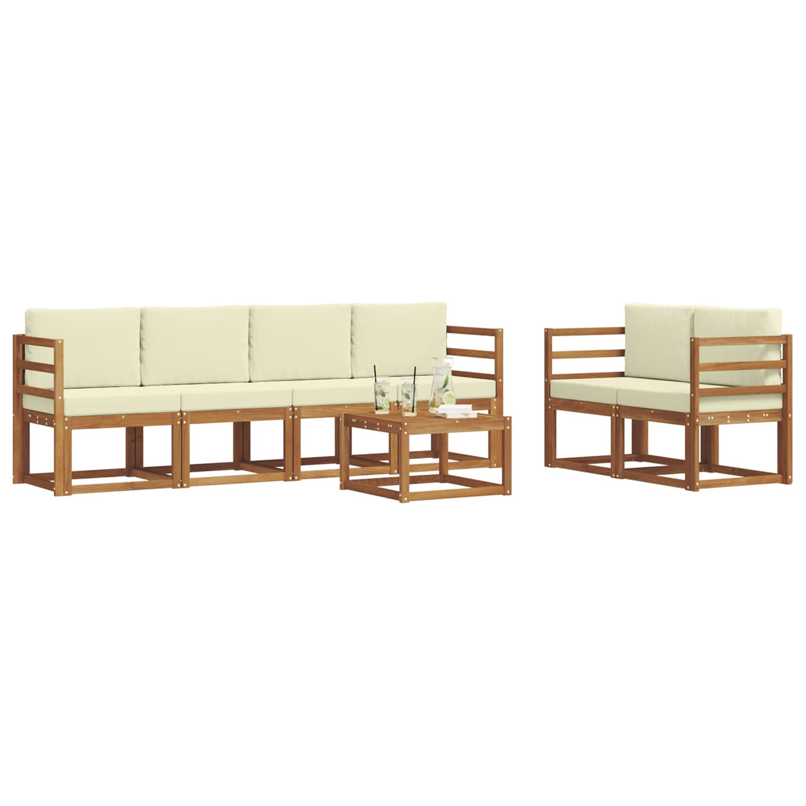 Set vanjskih sofa s jastukom 7 pcs Prirodna i krem