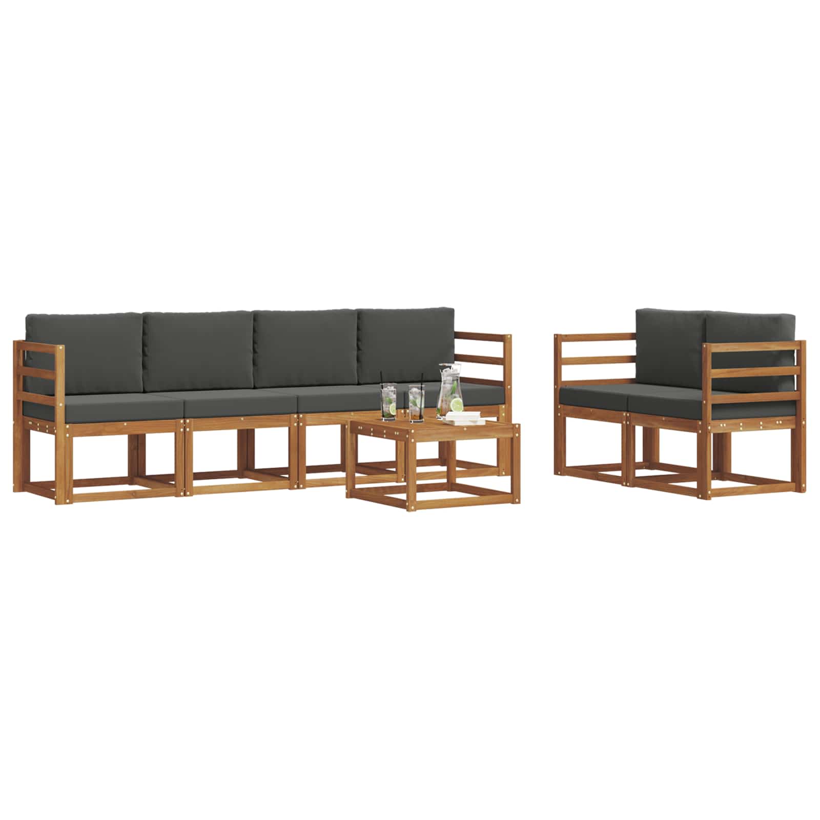 Set vanjskih sofa s jastukom 7 pcs Prirodna i antracit