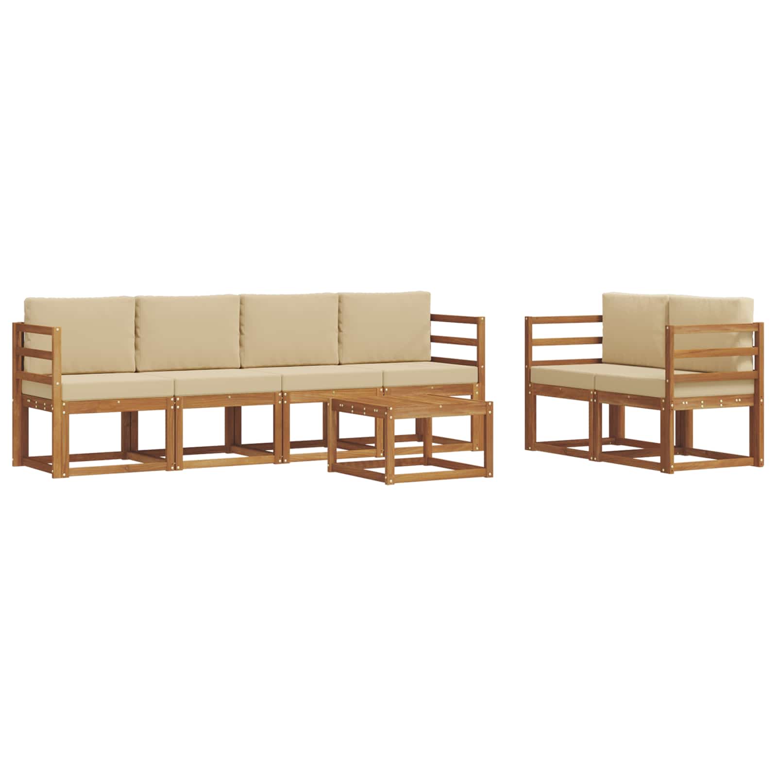 Set vanjskih sofa s jastukom 7 pcs Prirodna i bež