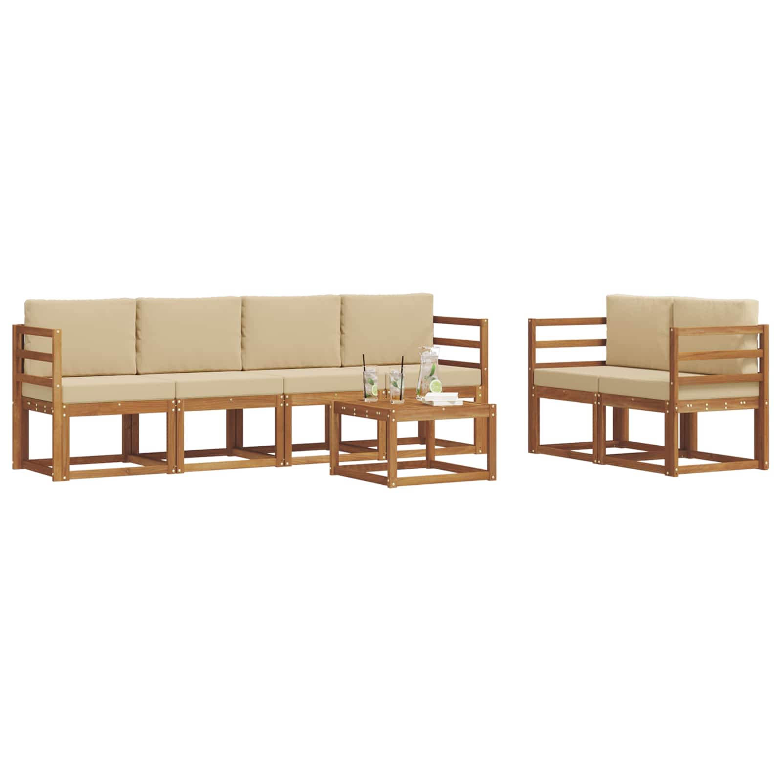 Set vanjskih sofa s jastukom 7 pcs Prirodna i bež