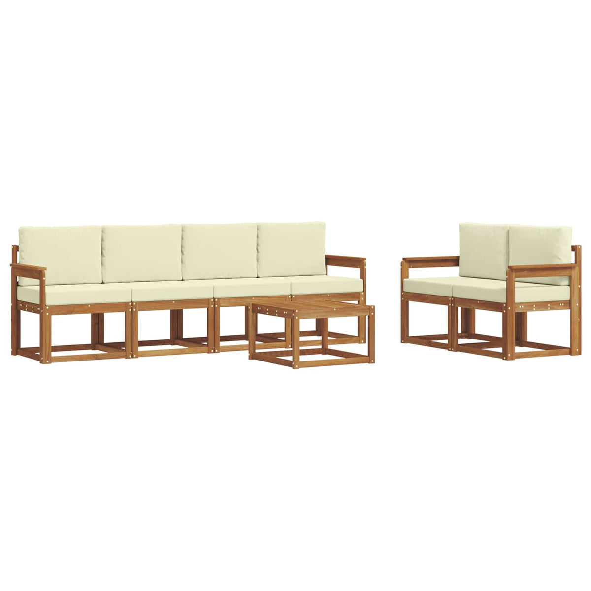 Set vanjskih sofa s jastukom 7 pcs Prirodna i krem