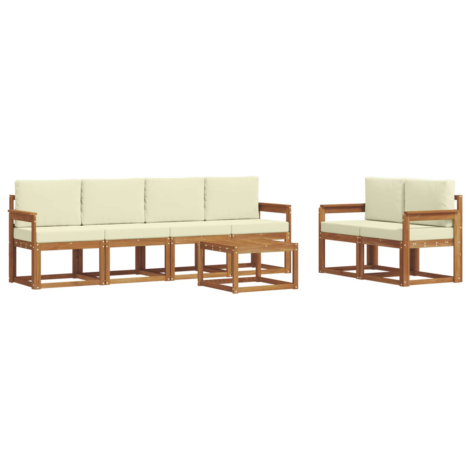 Set vanjskih sofa s jastukom 7 pcs Prirodna i krem