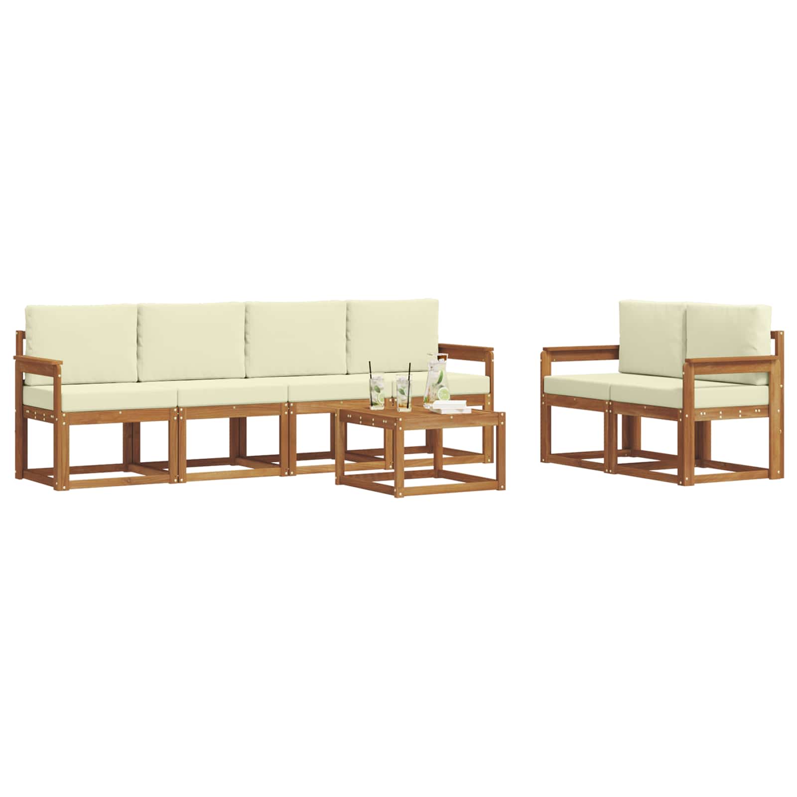 Set vanjskih sofa s jastukom 7 pcs Prirodna i krem