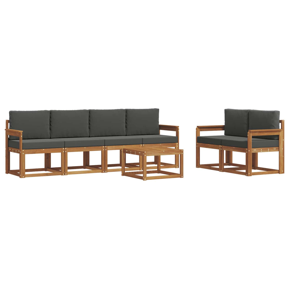 Set vanjskih sofa s jastukom 7 pcs Prirodna i antracit