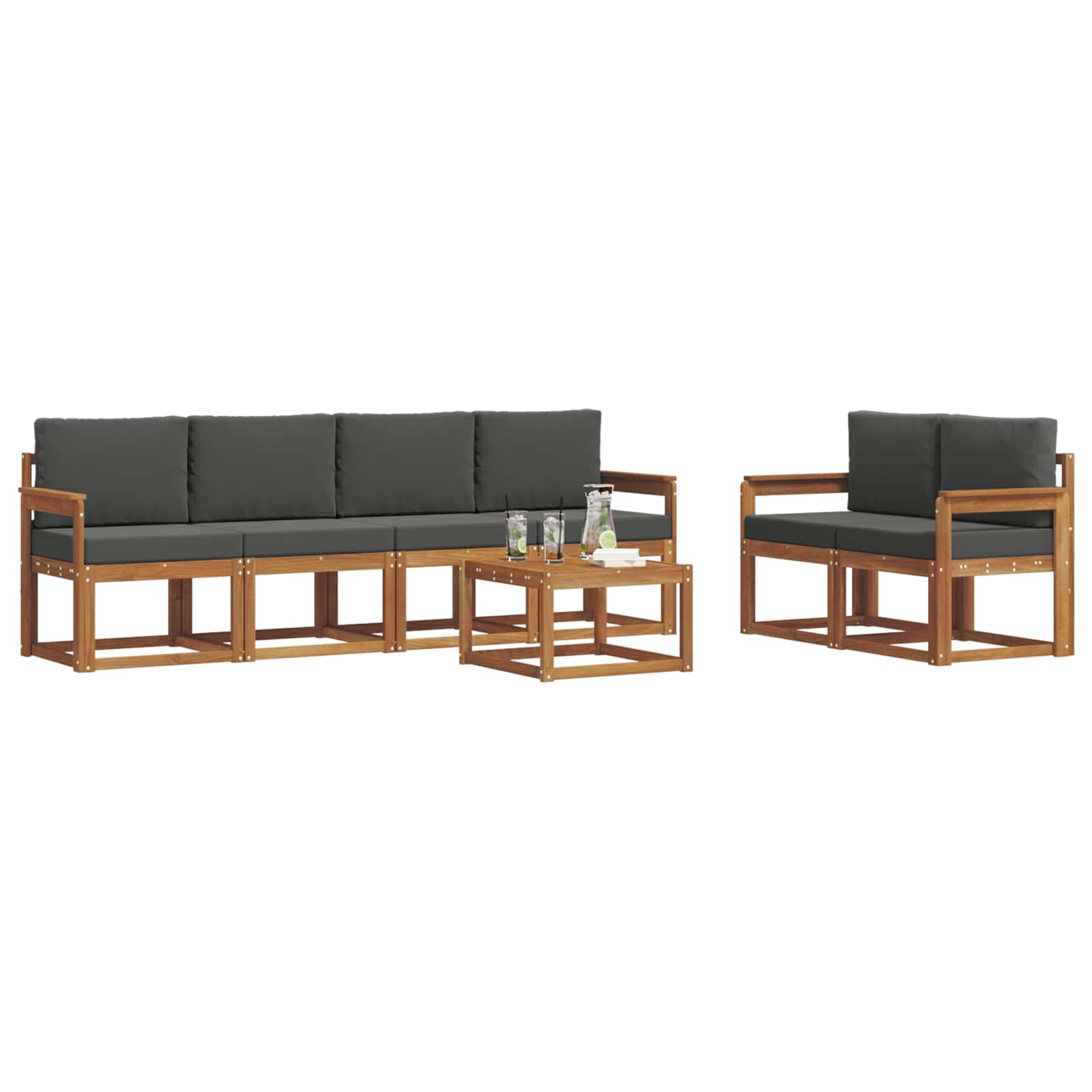Set vanjskih sofa s jastukom 7 pcs Prirodna i antracit