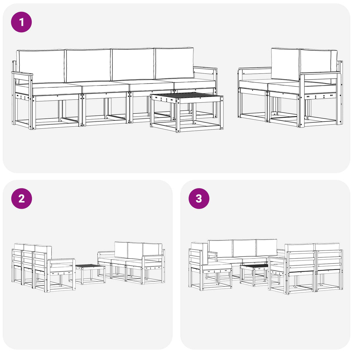 Set vanjskih sofa s jastukom 7 pcs Prirodna i antracit