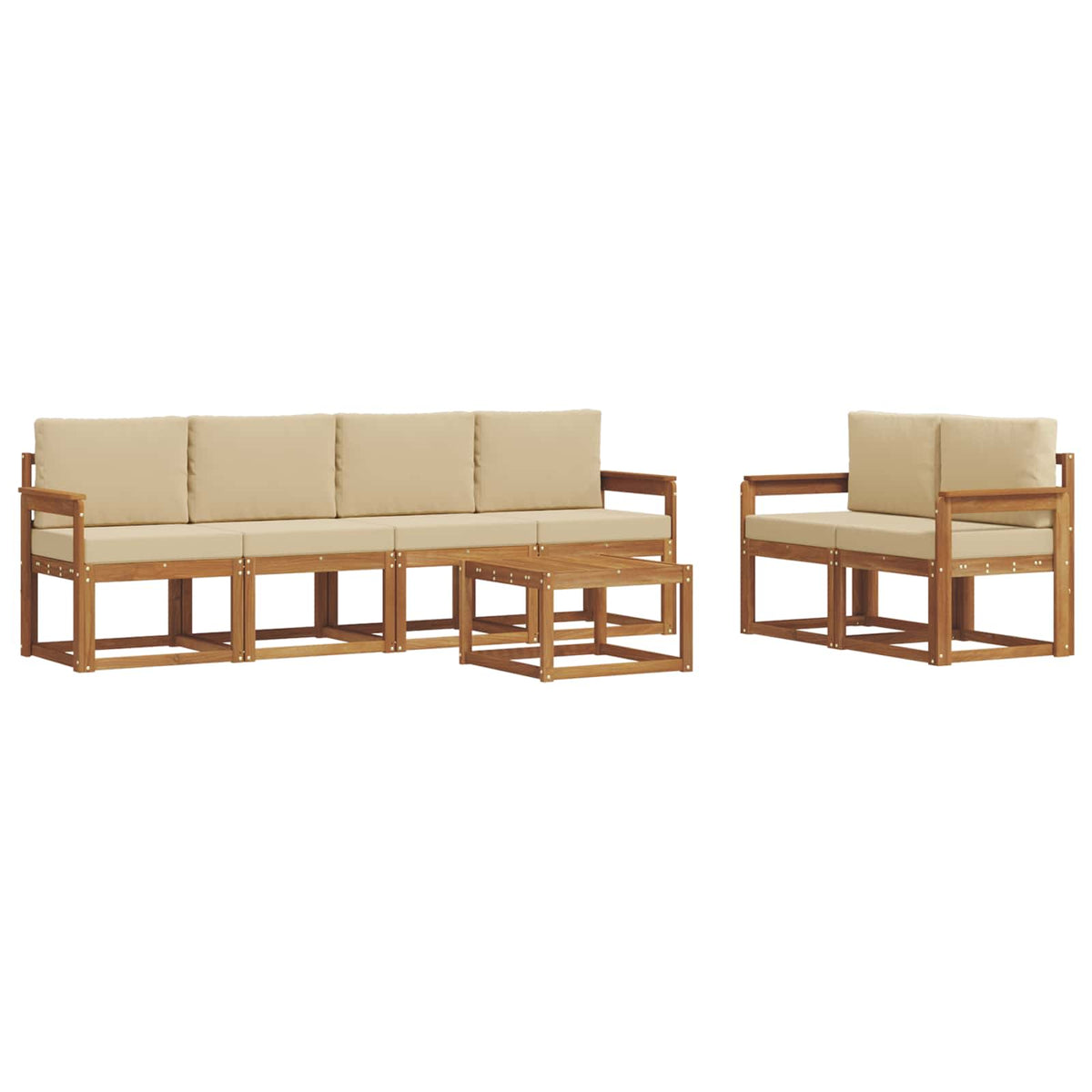 Set vanjskih sofa s jastukom 7 pcs Prirodna i bež