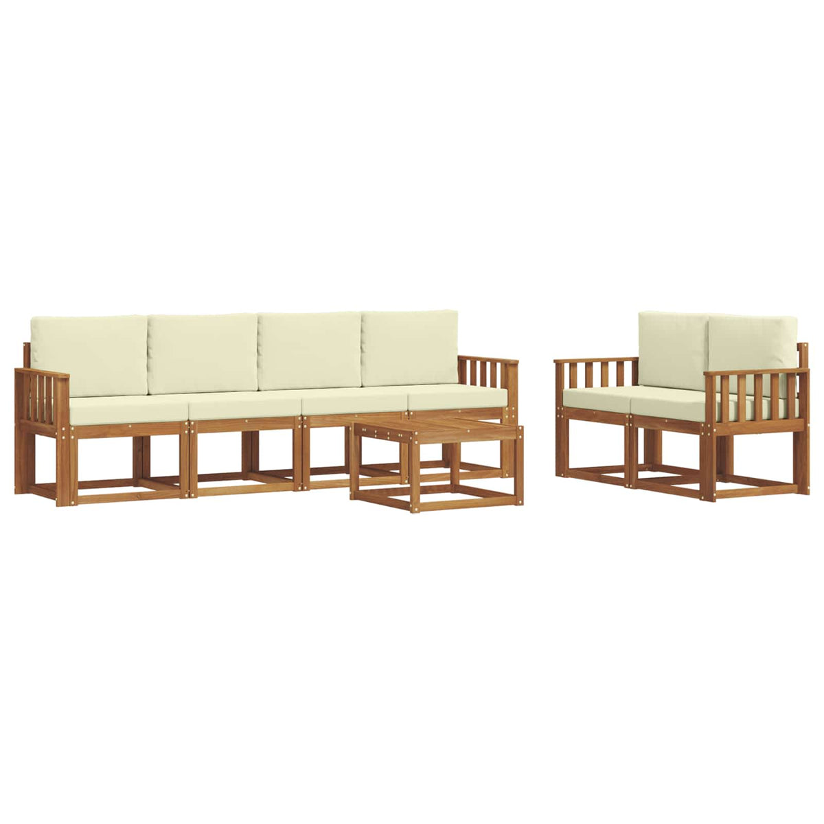 Set vanjskih sofa s jastukom 7 pcs Prirodna i krem