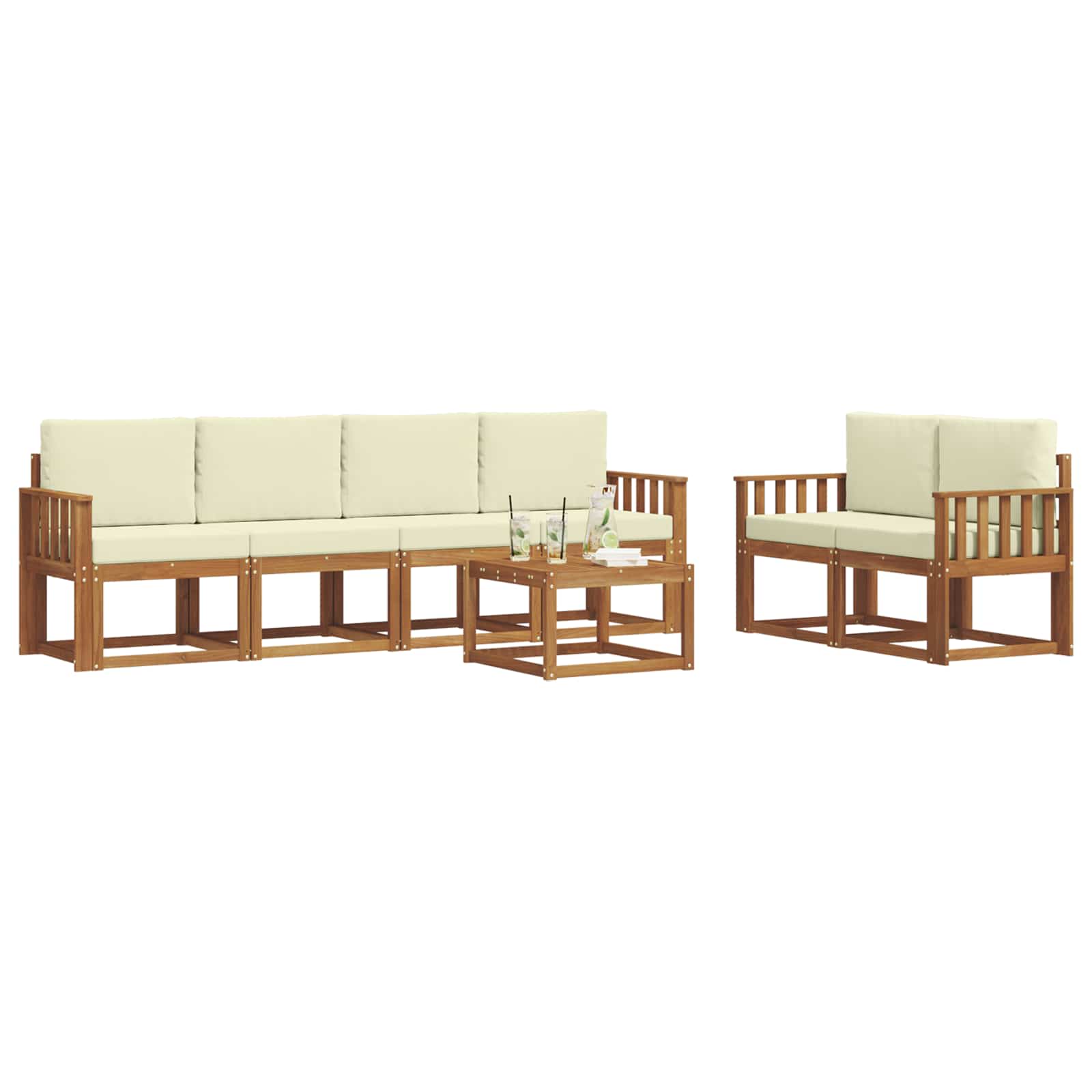 Set vanjskih sofa s jastukom 7 pcs Prirodna i krem