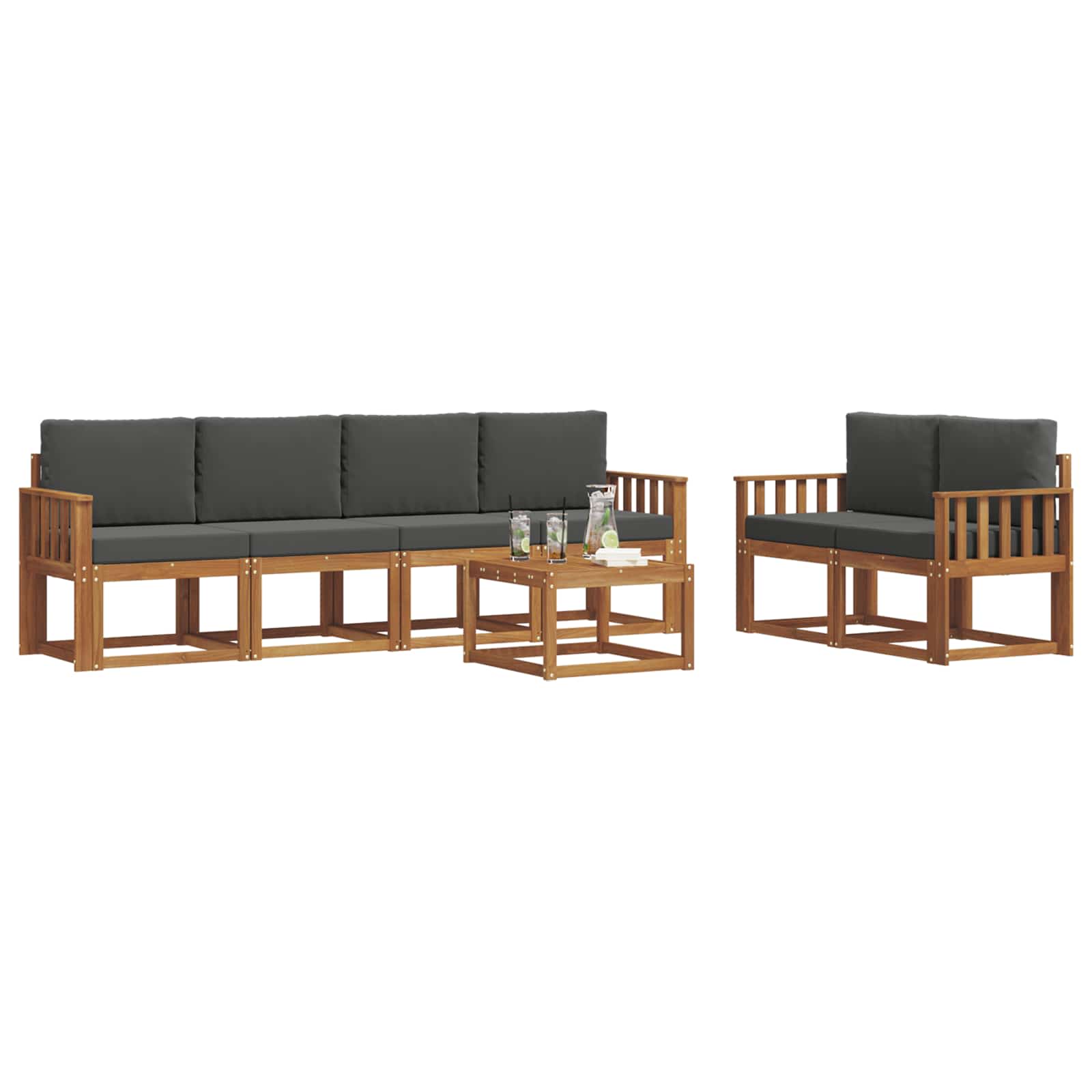 Set vanjskih sofa s jastukom 7 pcs Prirodna i antracit