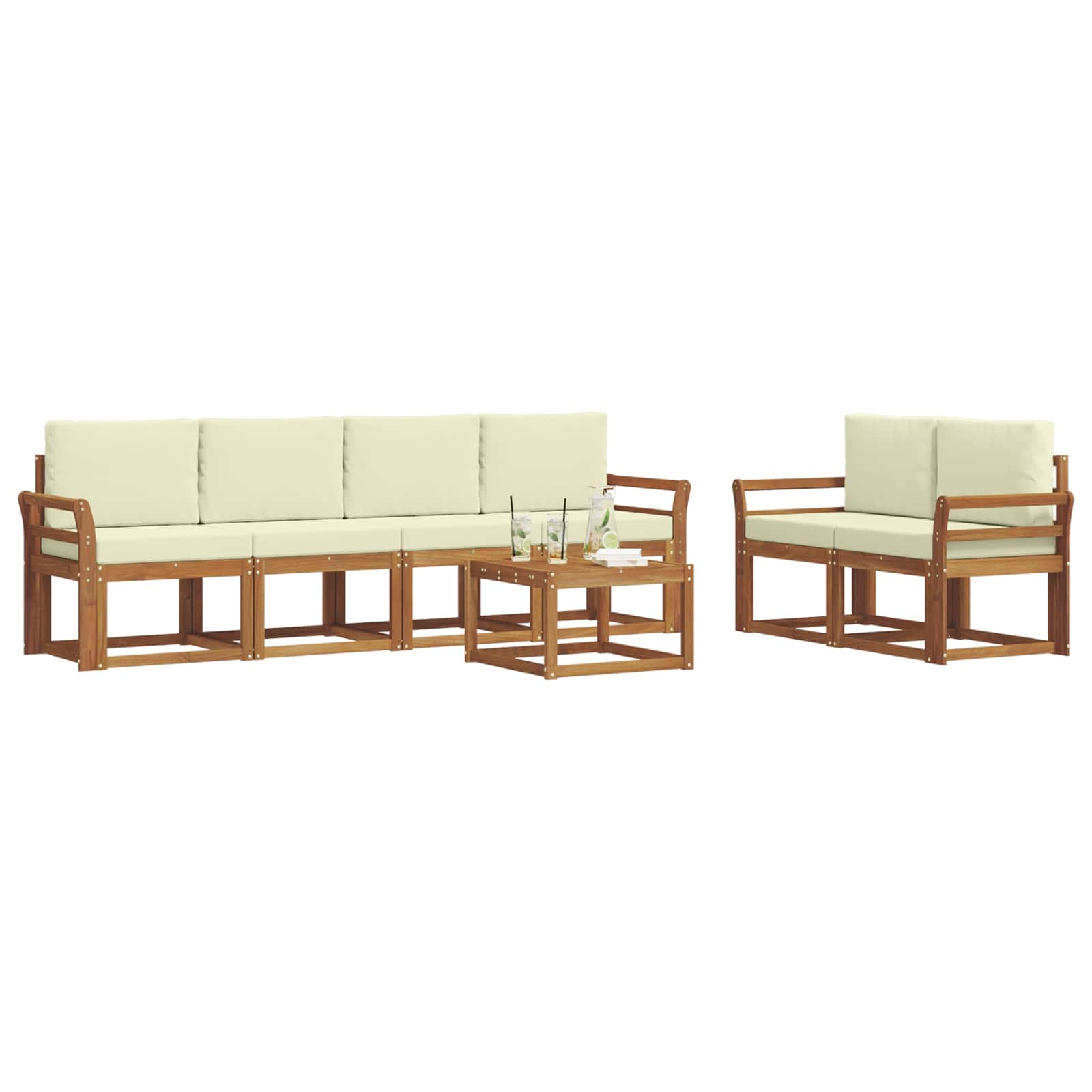 Set vanjskih sofa s jastukom 7 pcs Prirodna i krem