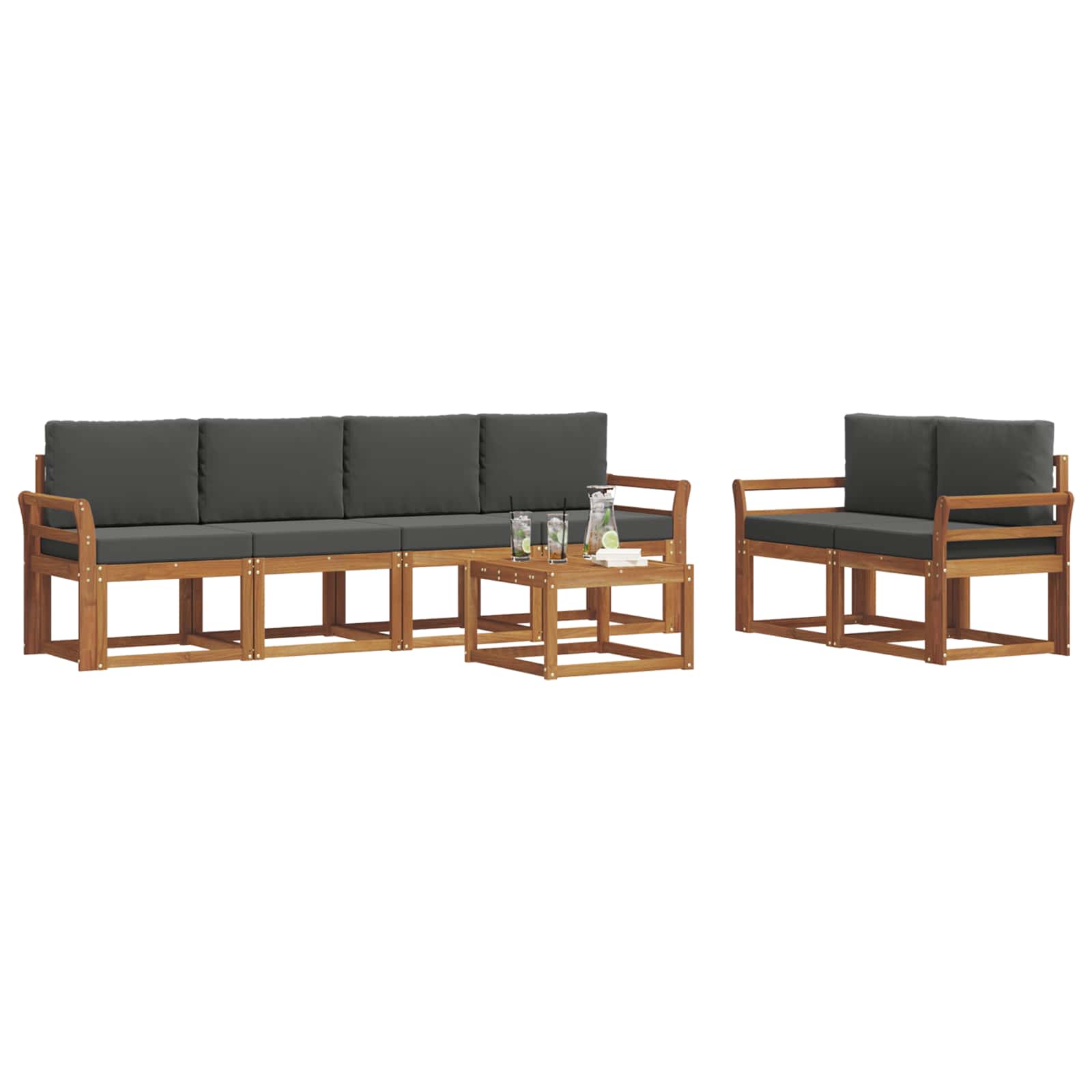 Set vanjskih sofa s jastukom 7 pcs Prirodna i antracit
