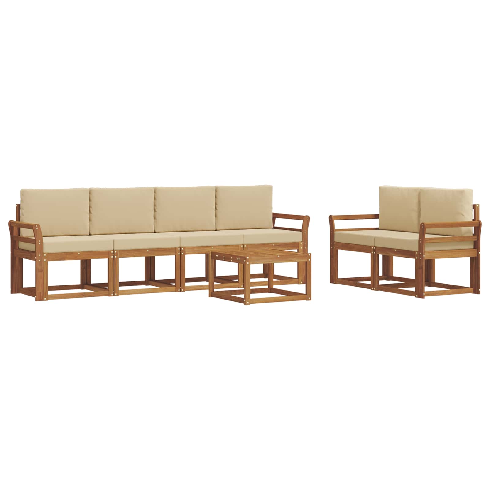 Set vanjskih sofa s jastukom 7 pcs Prirodna i bež