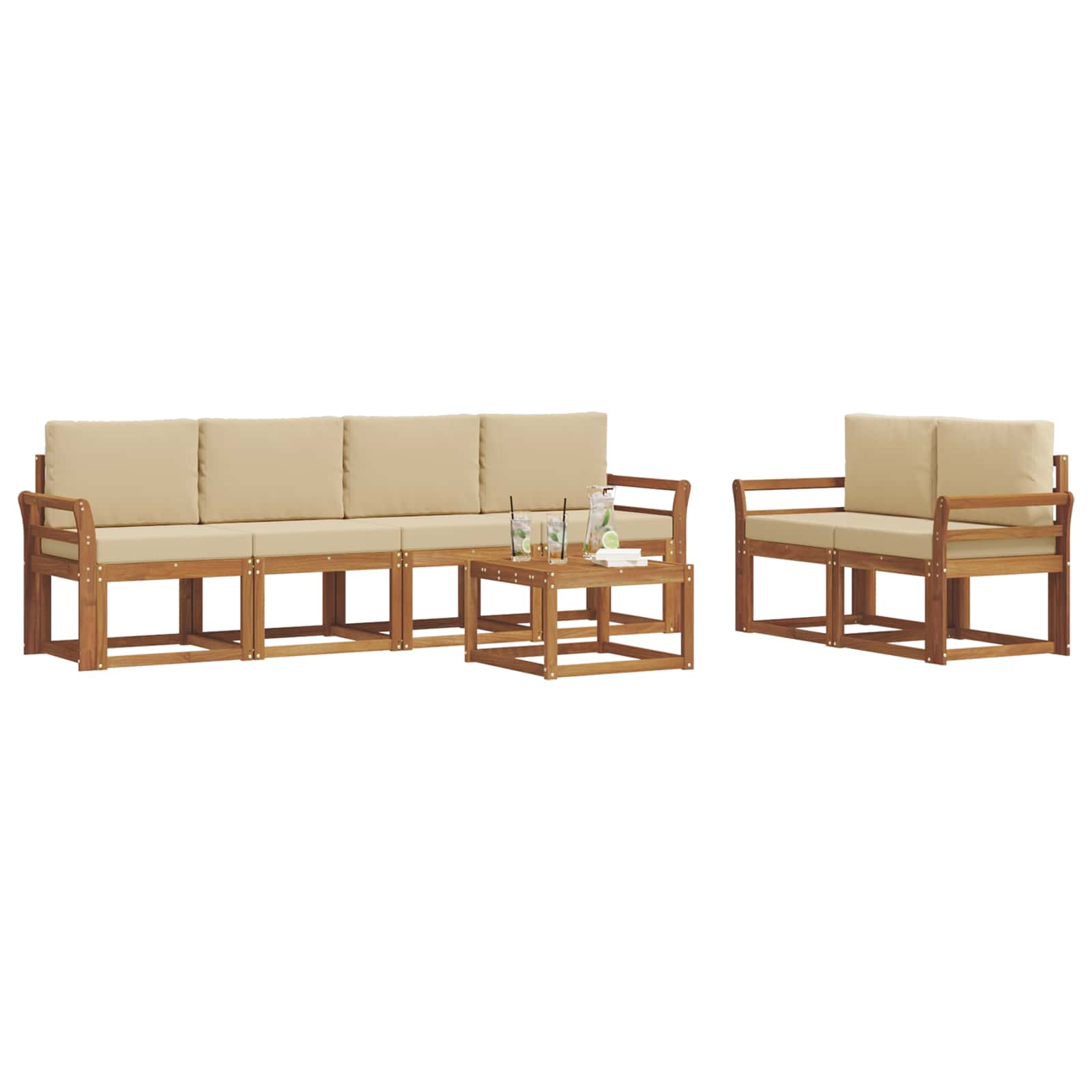 Set vanjskih sofa s jastukom 7 pcs Prirodna i bež