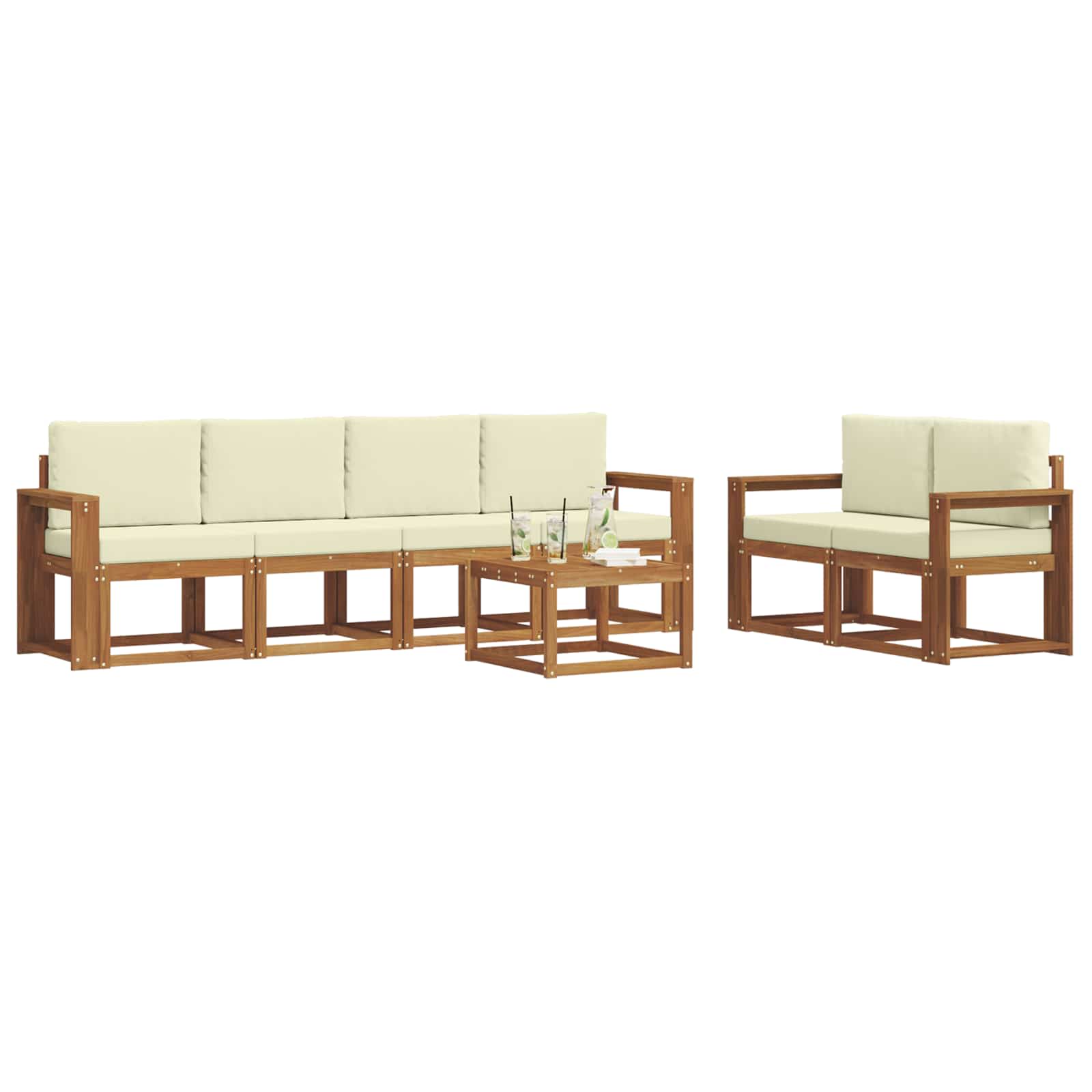 Set vanjskih sofa s jastukom 7 pcs Prirodna i krem