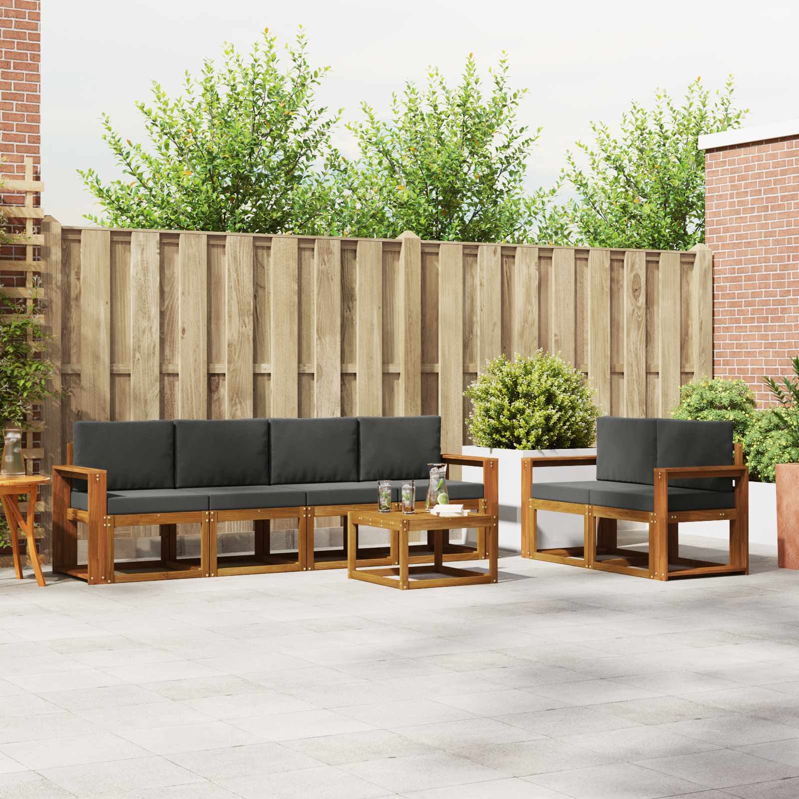 Set vanjskih sofa s jastukom 7 pcs Prirodna i antracit