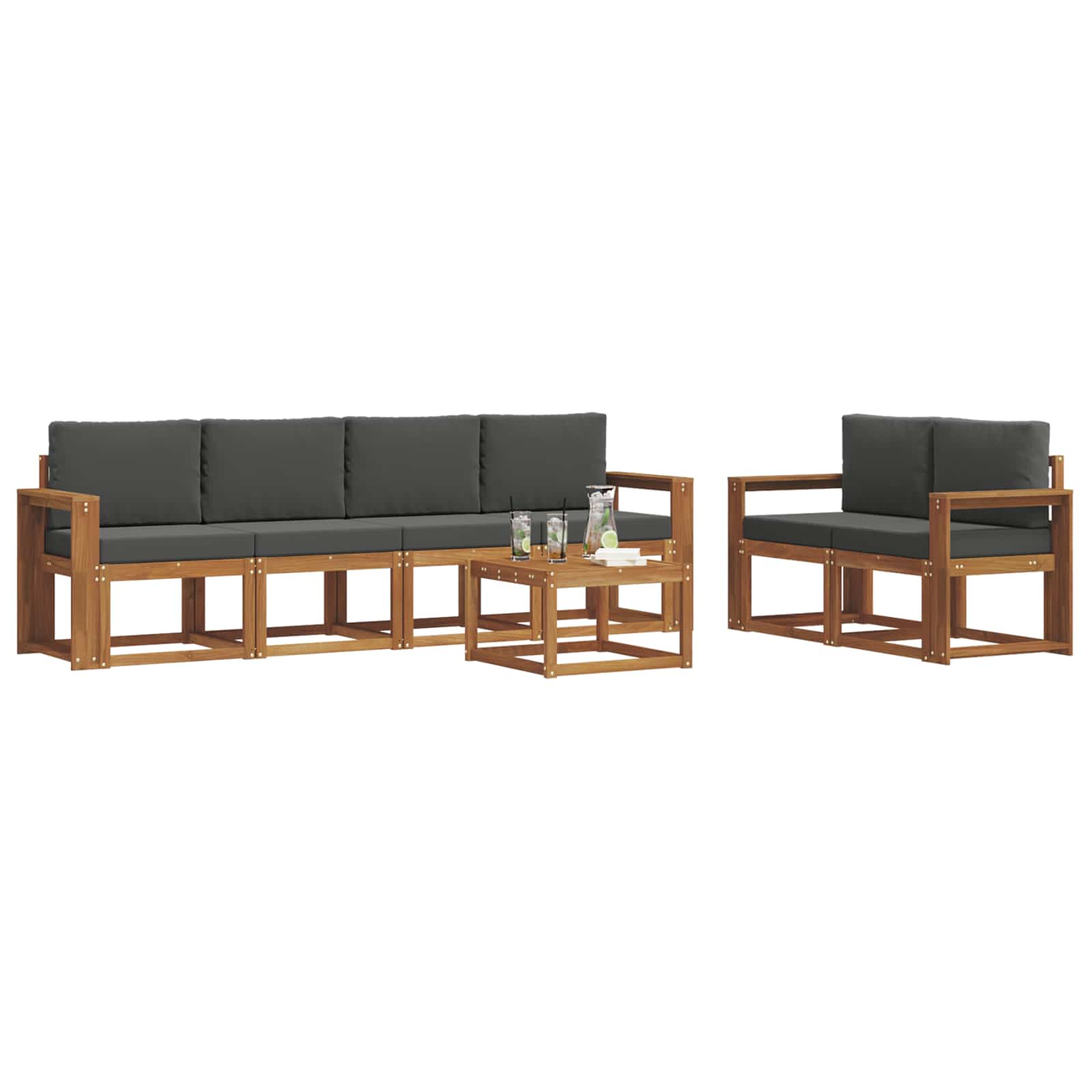 Set vanjskih sofa s jastukom 7 pcs Prirodna i antracit