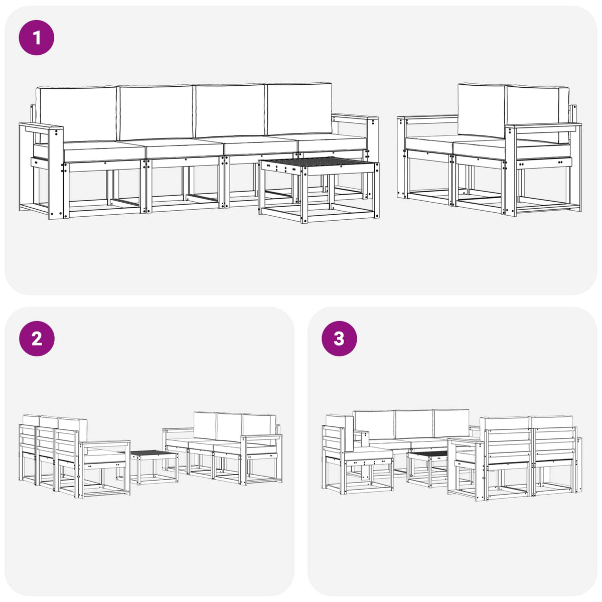 Set vanjskih sofa s jastukom 7 pcs Prirodna i antracit