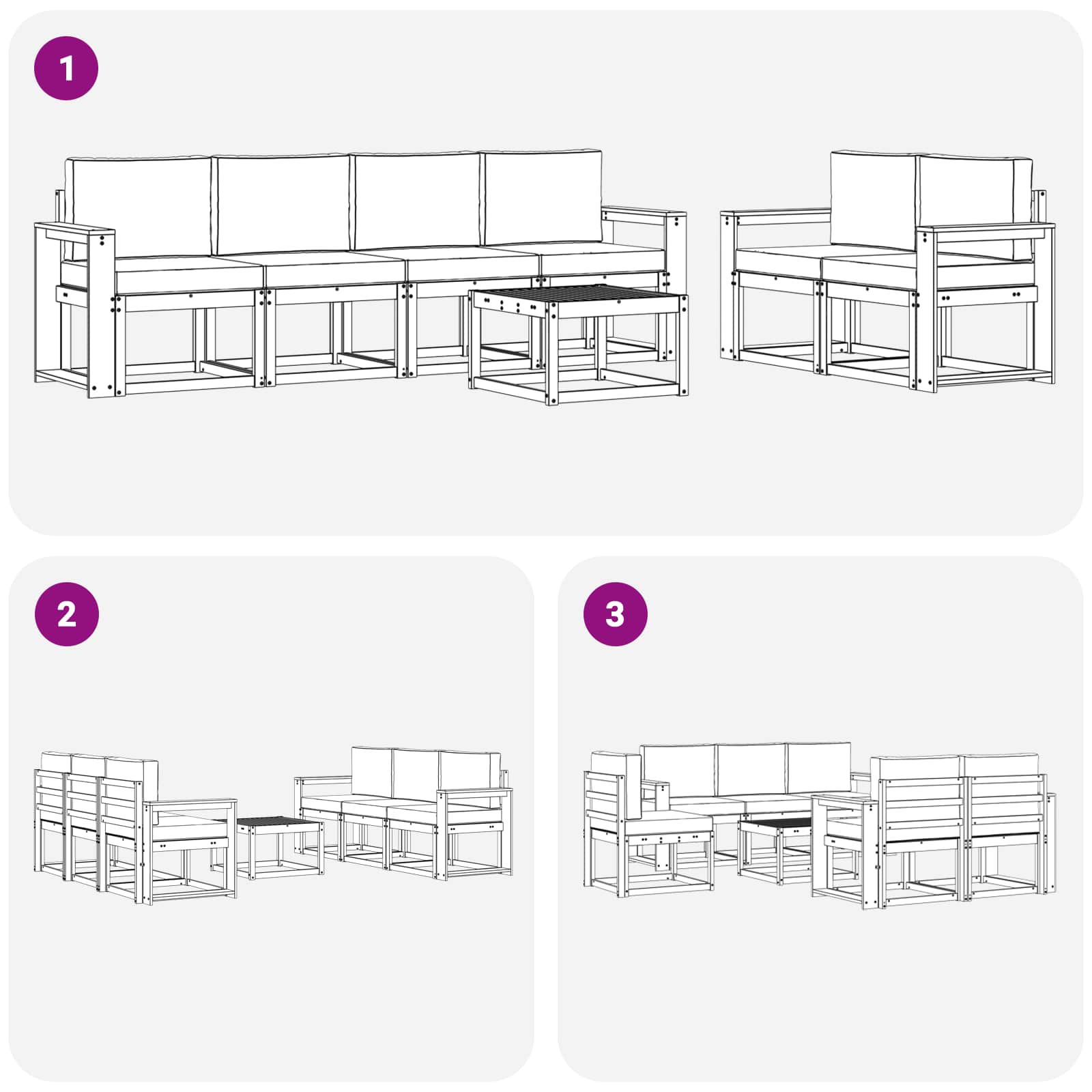 Set vanjskih sofa s jastukom 7 pcs Prirodna i antracit