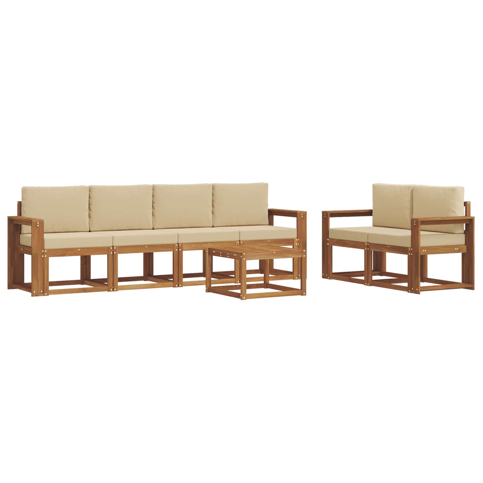 Set vanjskih sofa s jastukom 7 pcs Prirodna i bež