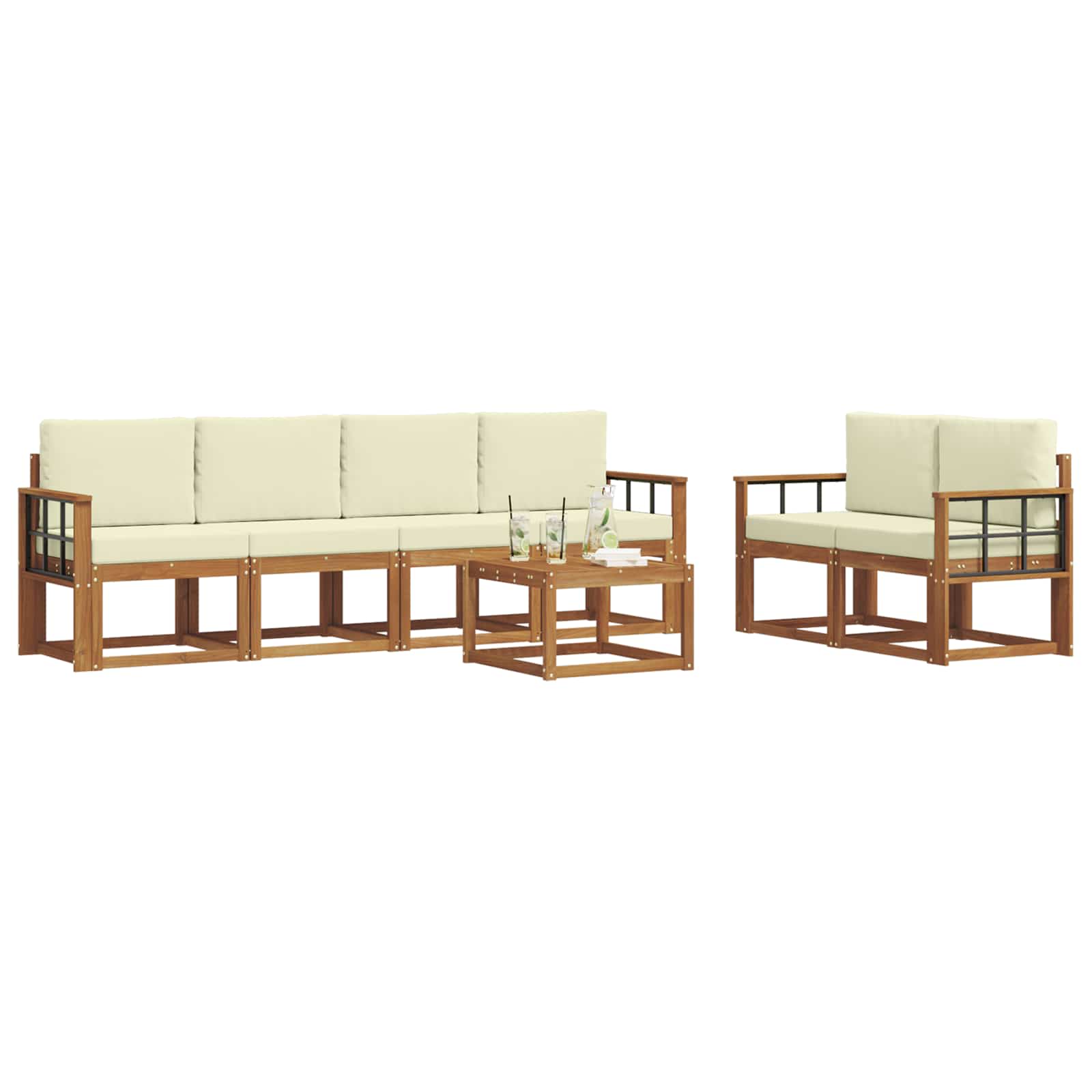 Set vanjskih sofa s jastukom 7 pcs Prirodna i krem