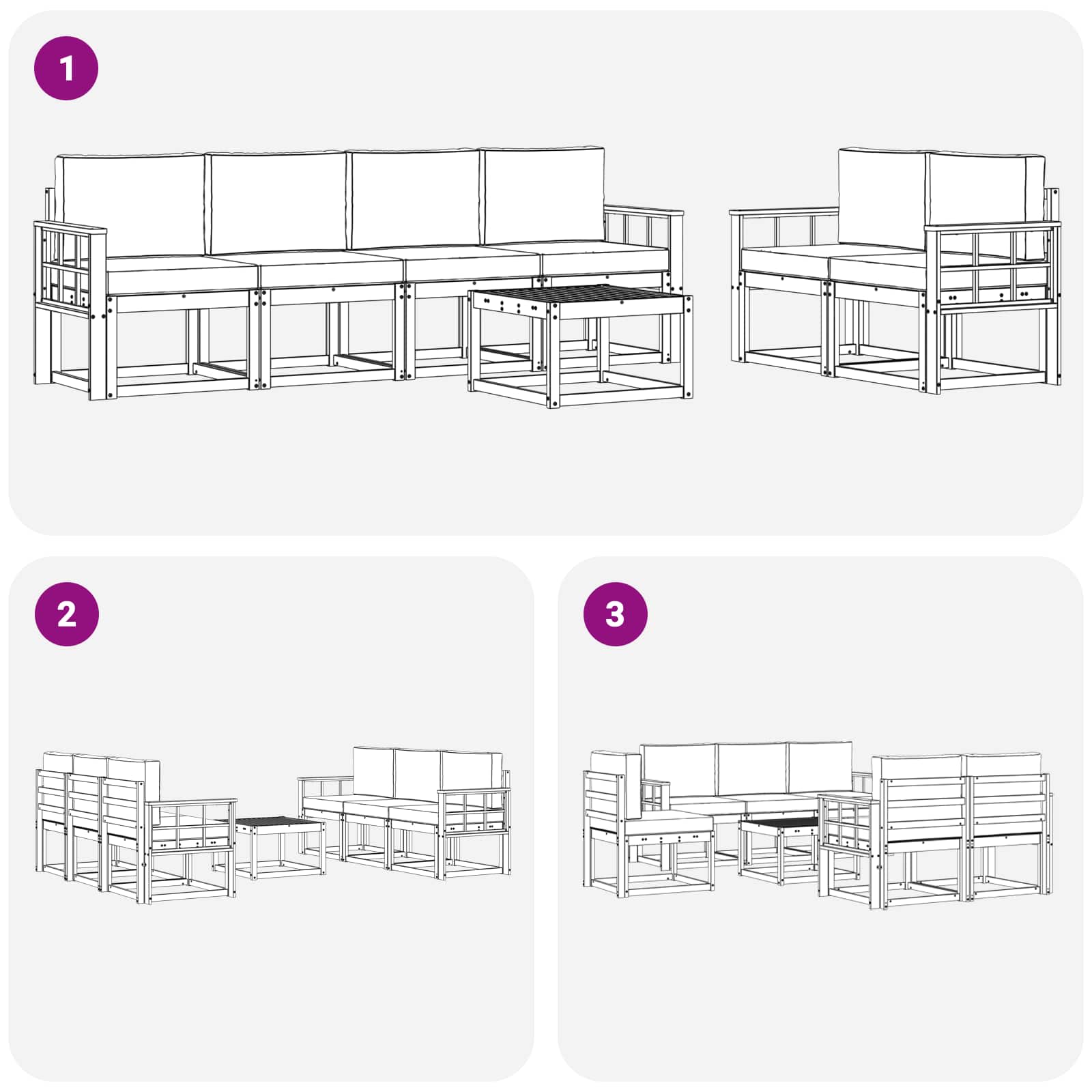 Set vanjskih sofa s jastukom 7 pcs Prirodna i krem