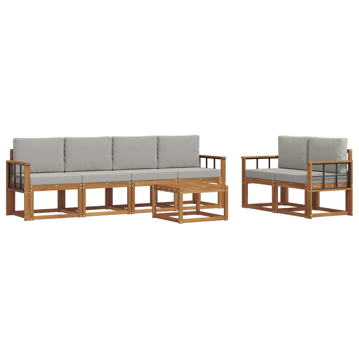 Set vanjskih sofa 7 kom. Prirodna i svijetlo siva