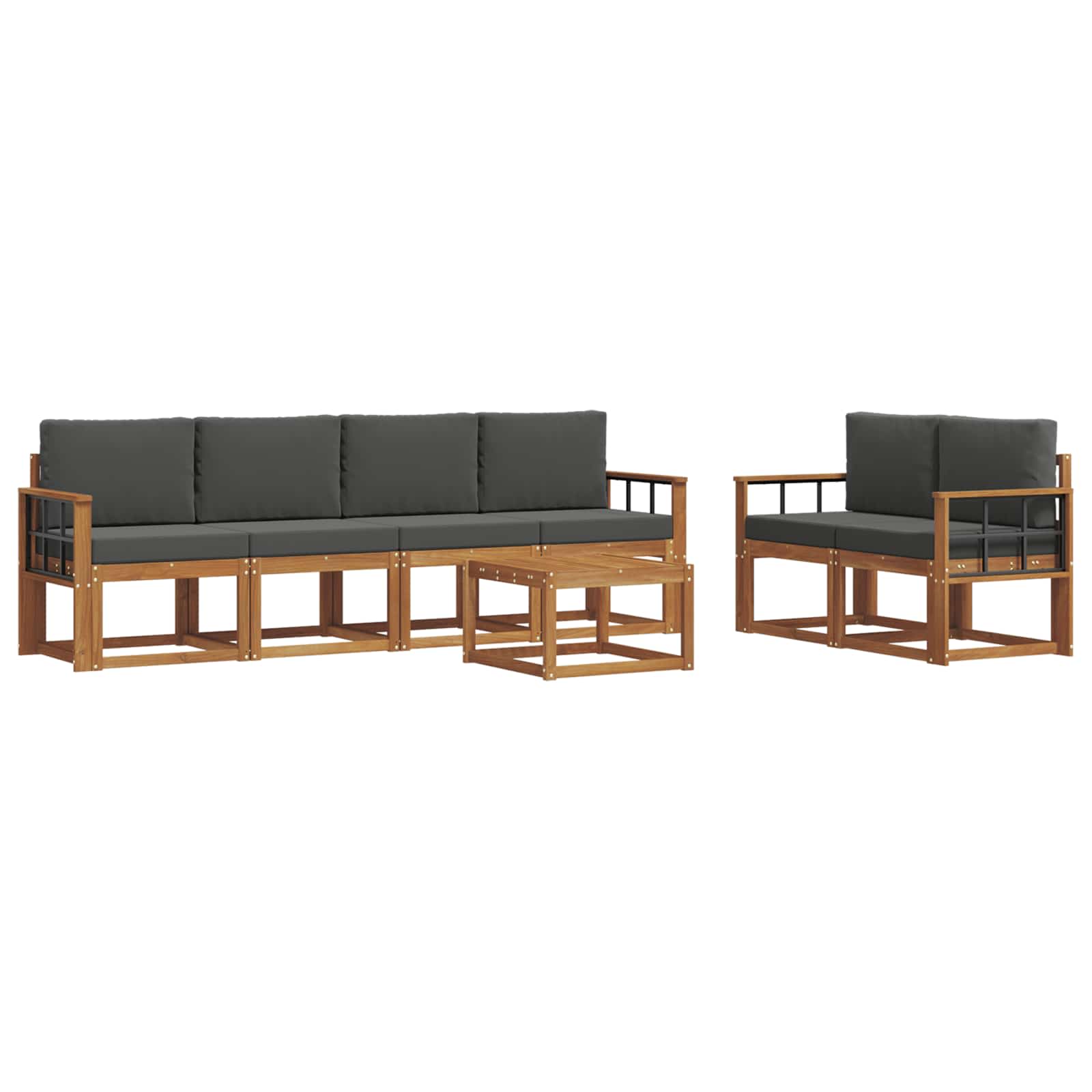 Set vanjskih sofa s jastukom 7 pcs Prirodna i antracit