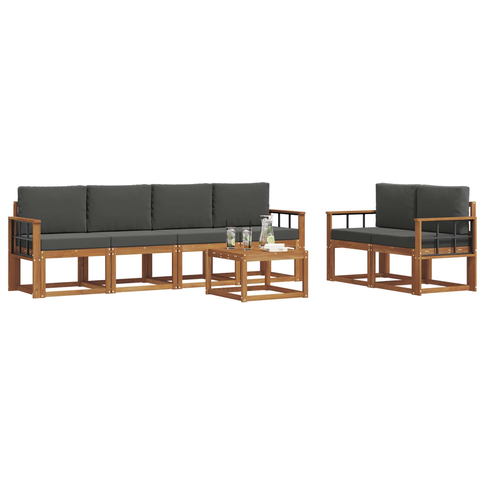 Set vanjskih sofa s jastukom 7 pcs Prirodna i antracit