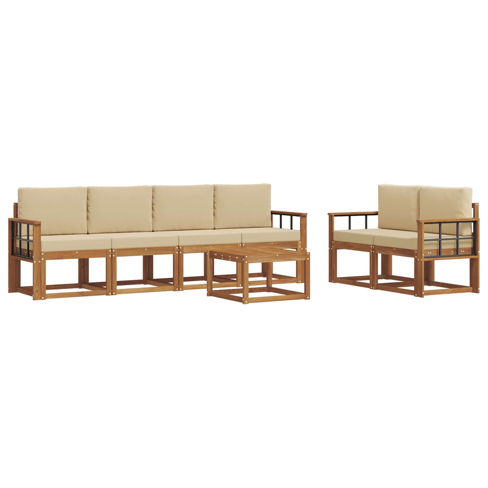 Set vanjskih sofa s jastukom 7 pcs Prirodna i bež