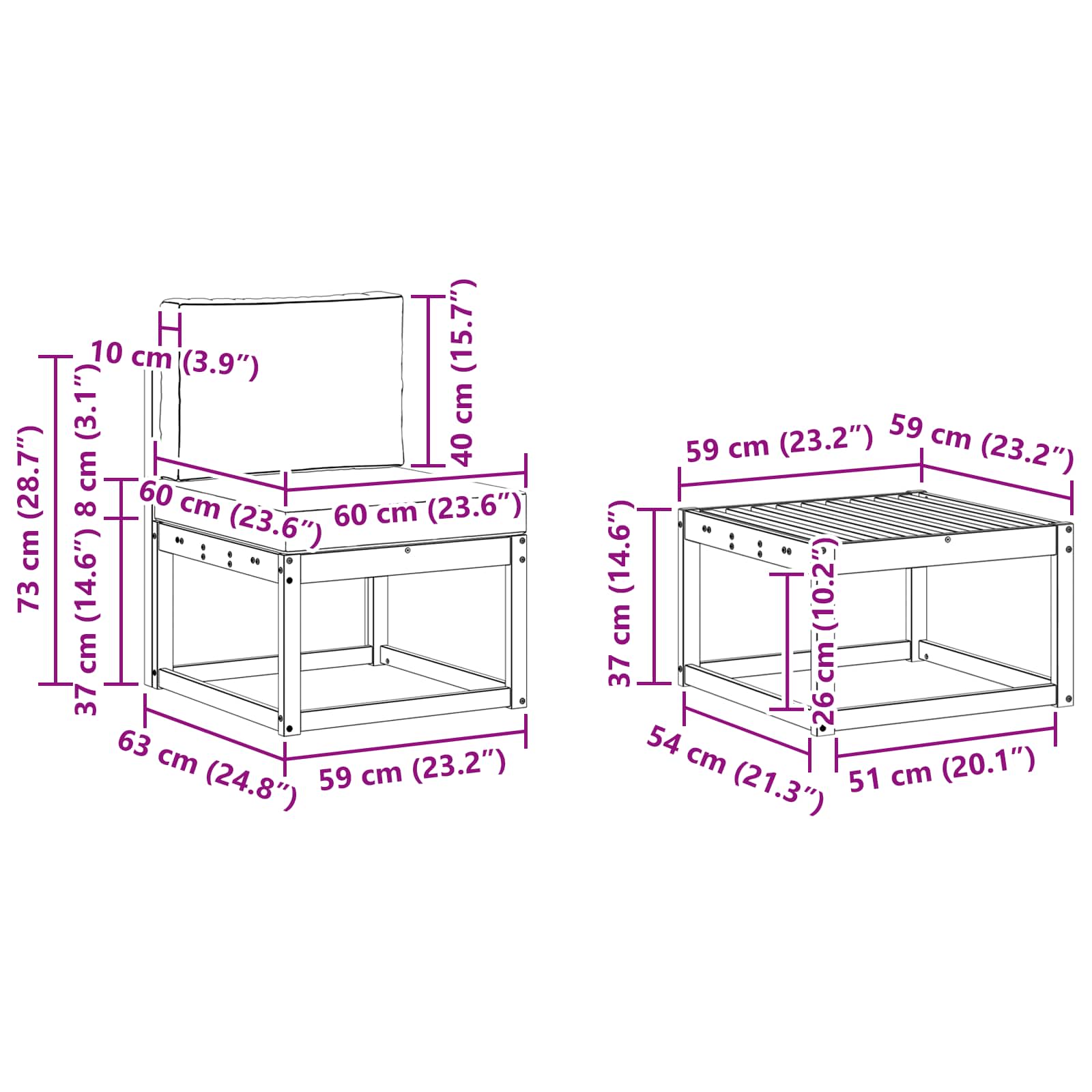 Set vanjskih sofa s jastukom 7 pcs Prirodna i bež