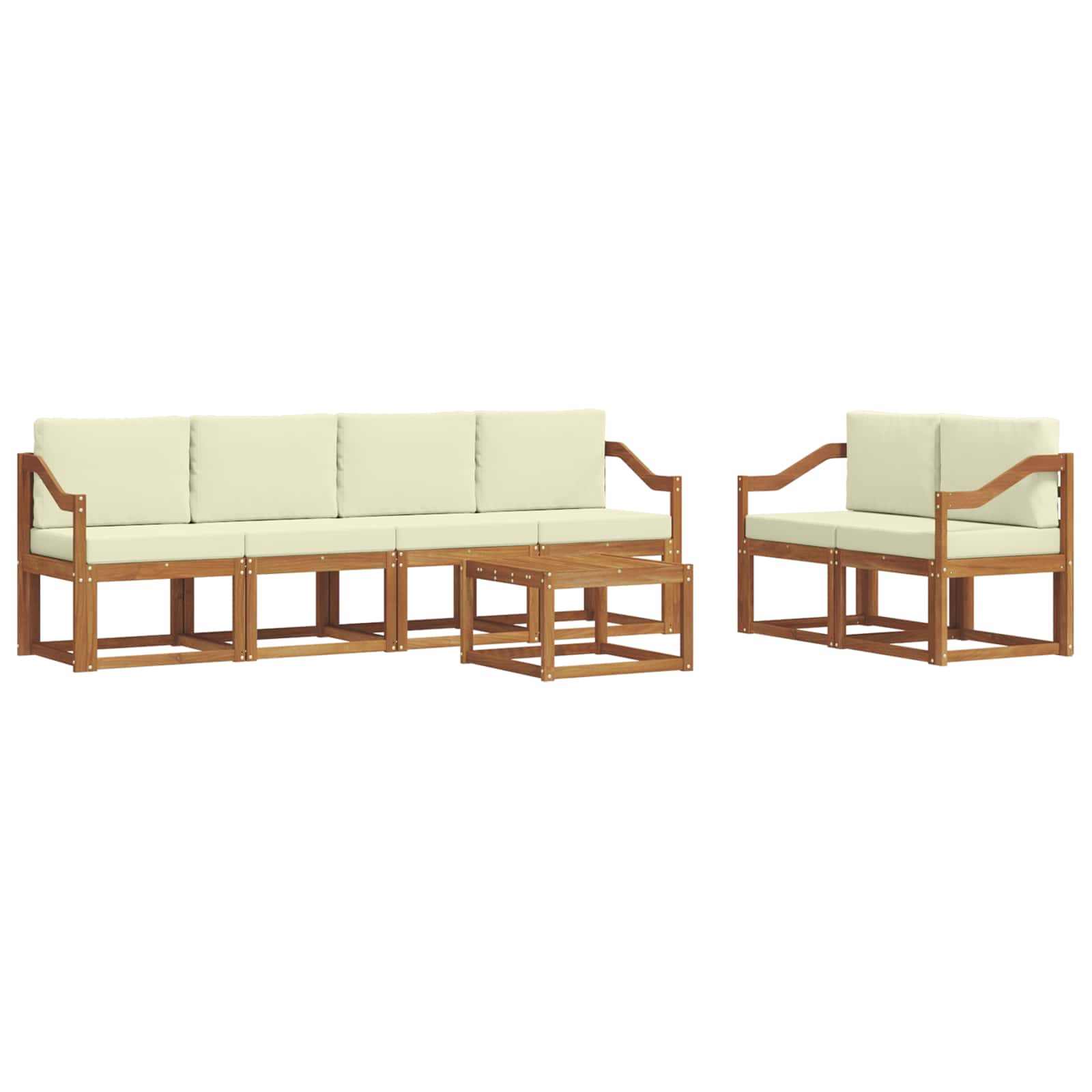 Set vanjskih sofa s jastukom 7 pcs Prirodna i krem