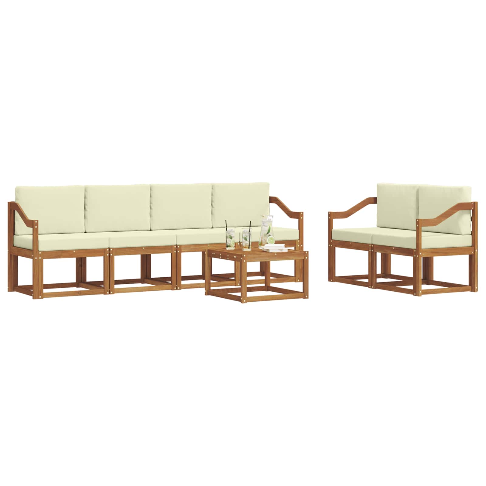 Set vanjskih sofa s jastukom 7 pcs Prirodna i krem