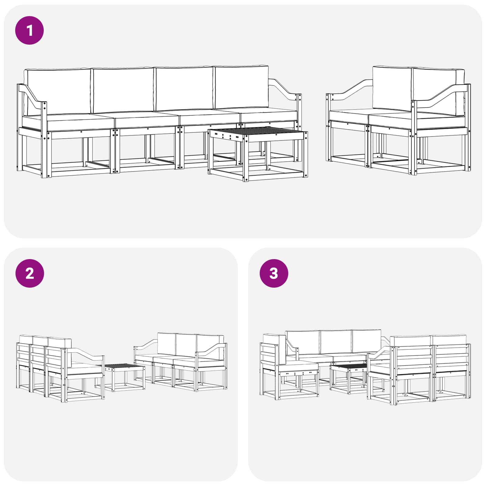 Set vanjskih sofa s jastukom 7 pcs Prirodna i krem