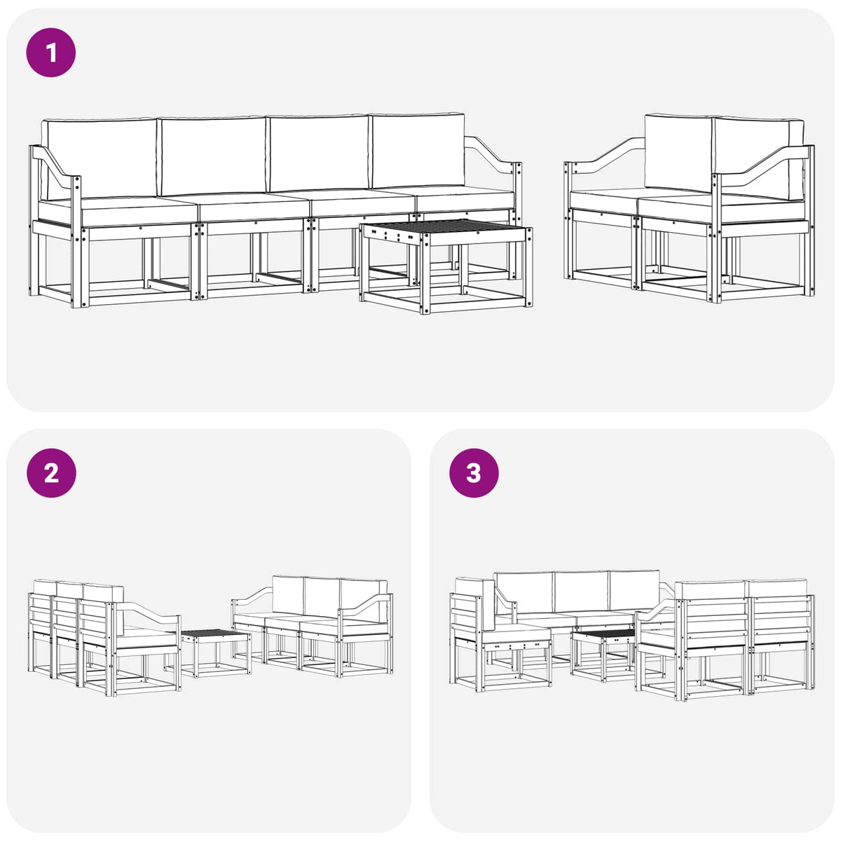 Set vanjskih sofa 7 kom. Prirodna i krem