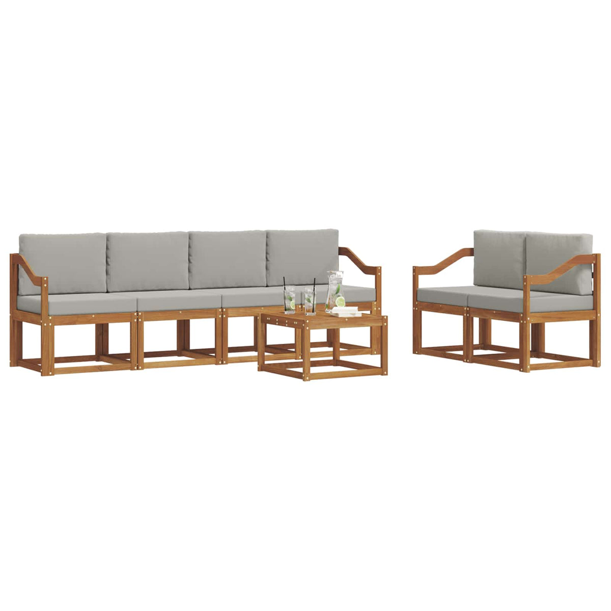 Set vanjskih sofa 7 kom. Prirodna i svijetlo siva