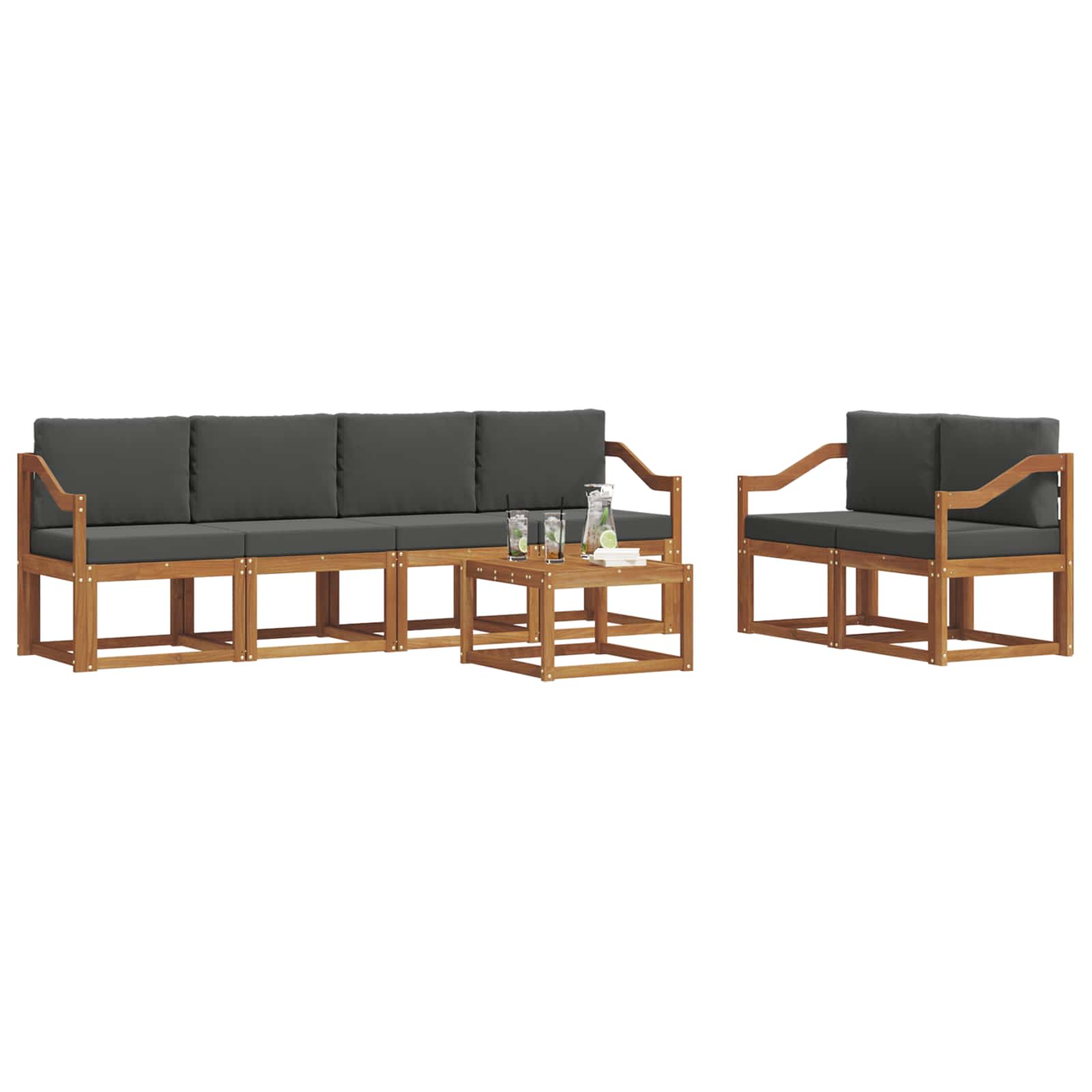 Set vanjskih sofa s jastukom 7 pcs Prirodna i antracit