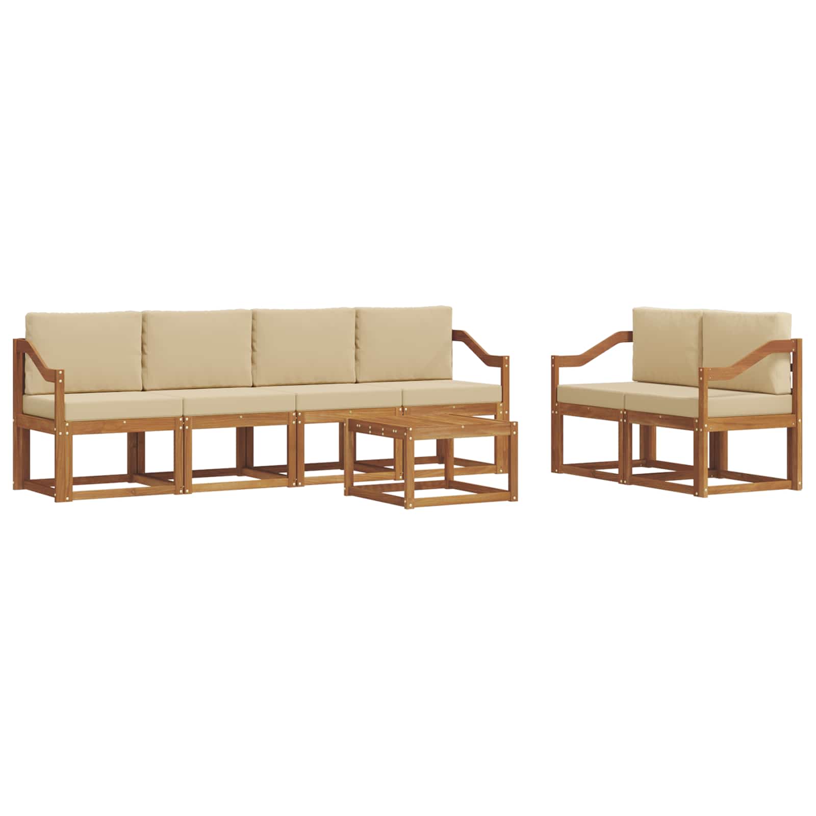 Set vanjskih sofa s jastukom 7 pcs Prirodna i bež