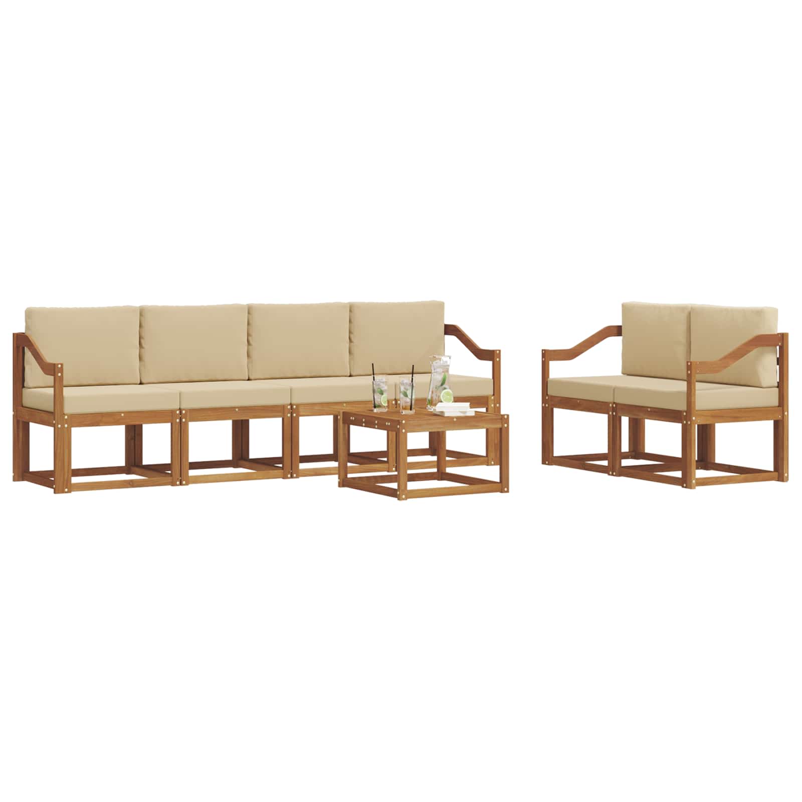 Set vanjskih sofa s jastukom 7 pcs Prirodna i bež